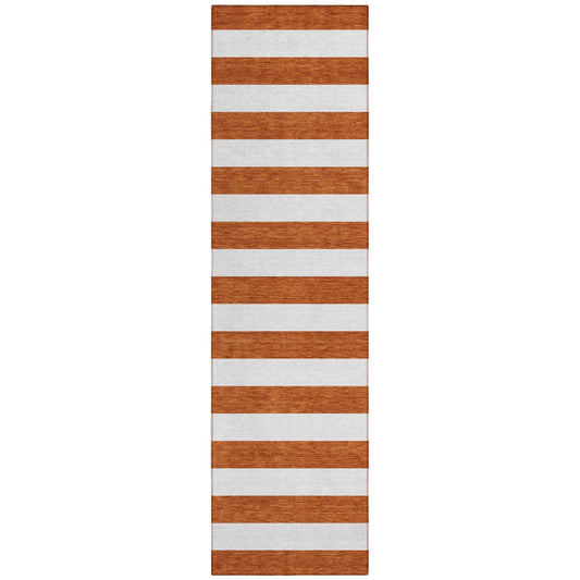 8' Runner Orange Striped Washable Non Skid Indoor Outdoor Runner Rug - Loft&Timber