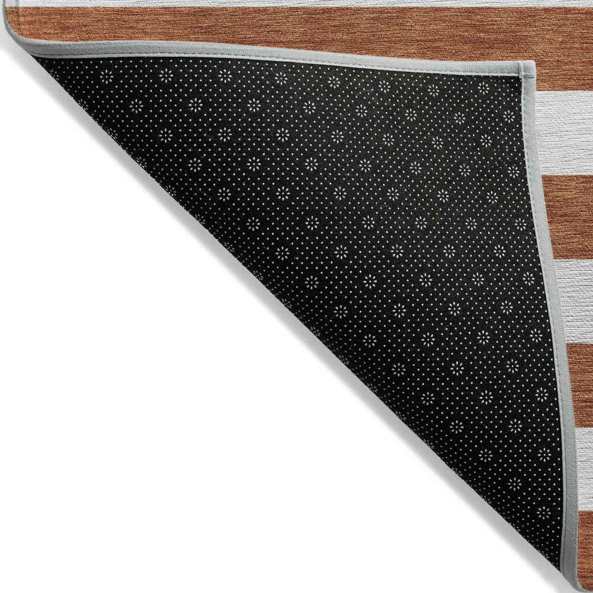 8' Runner Orange Striped Washable Non Skid Indoor Outdoor Runner Rug - Loft&Timber