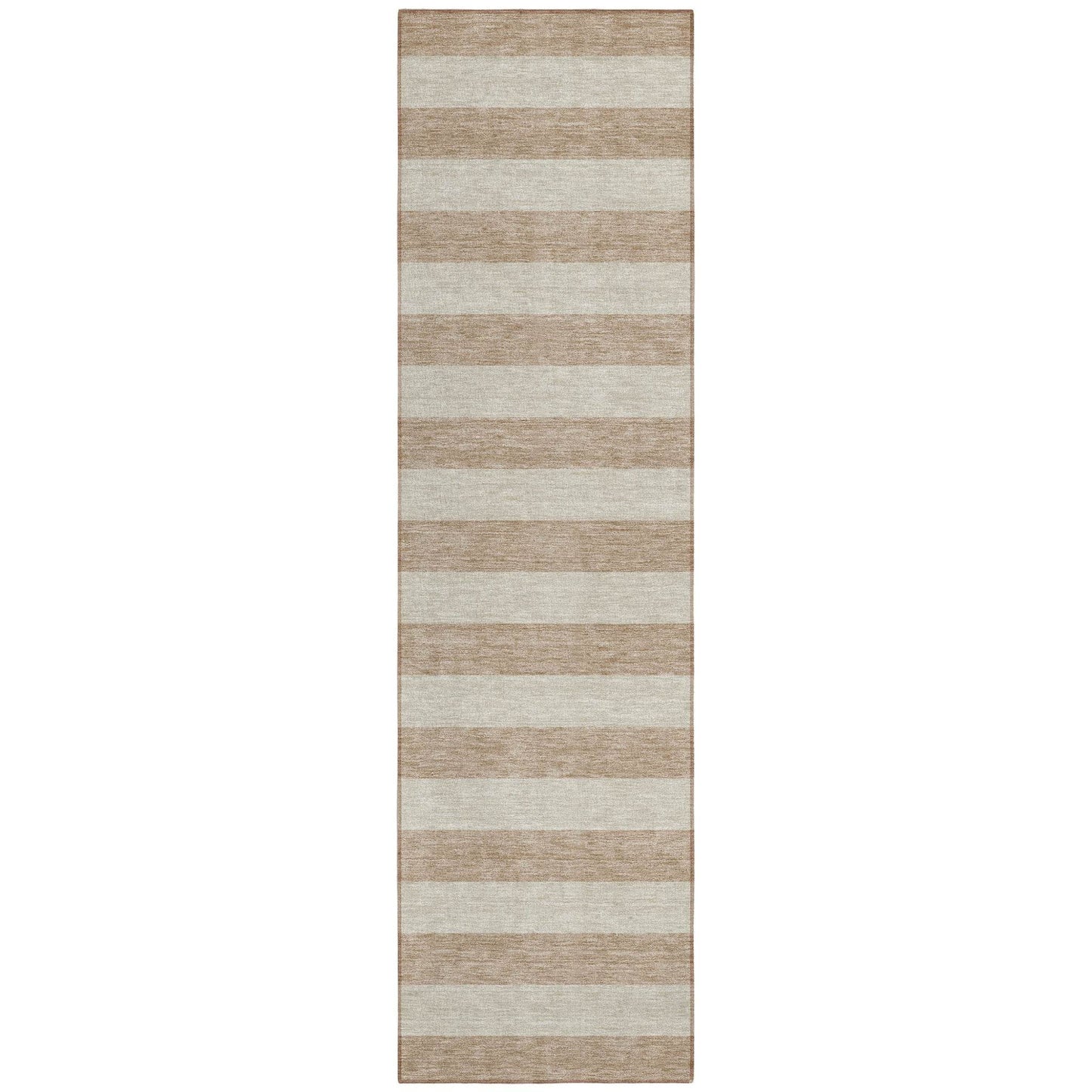 8' Runner Beige Striped Washable Non Skid Indoor Outdoor Runner Rug - Loft&Timber