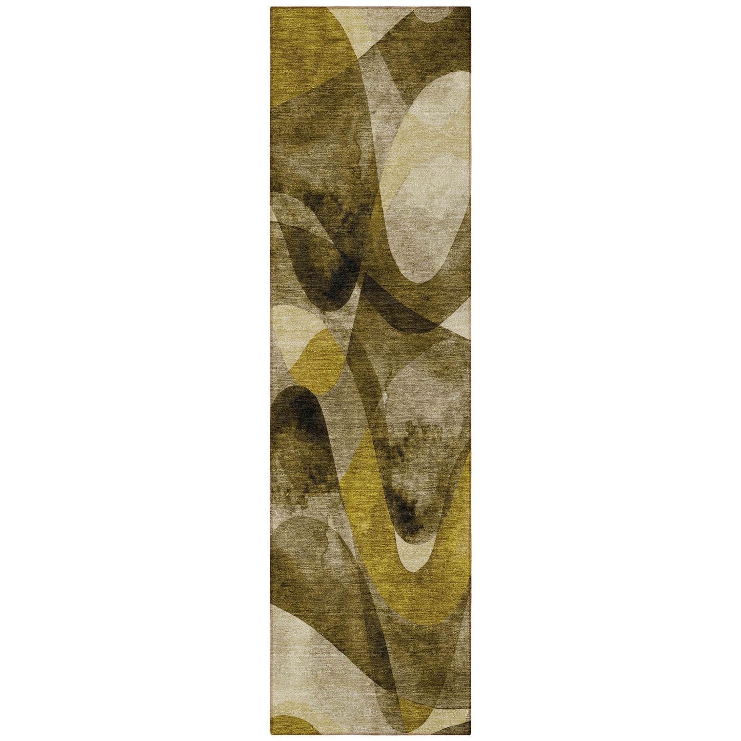 8' Runner Coffee Abstract Washable Non Skid Indoor Outdoor Runner Rug - Loft&Timber