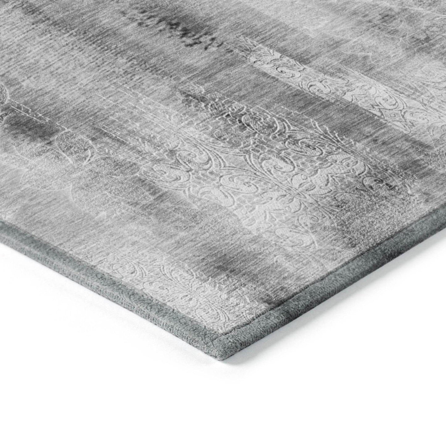 8' Runner Gray Washable Non Skid Indoor Outdoor Runner Rug - Loft&Timber