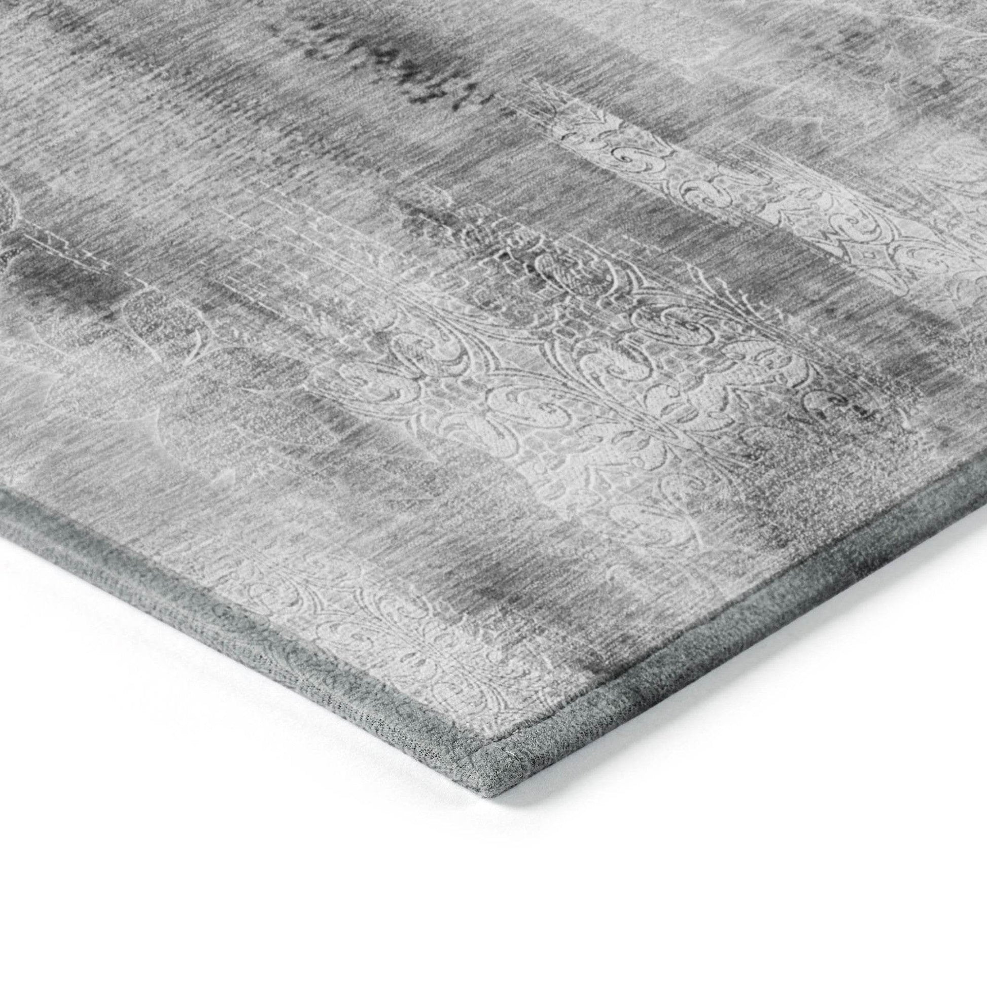 8' Runner Gray Washable Non Skid Indoor Outdoor Runner Rug - Loft&Timber