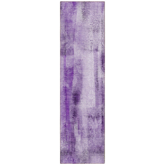8' Runner Purple Washable Non Skid Indoor Outdoor Runner Rug - Loft&Timber