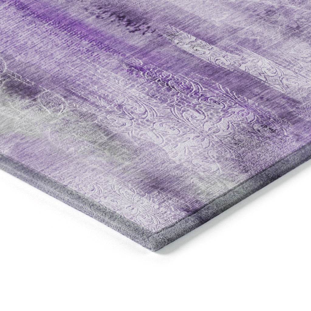 8' Runner Purple Washable Non Skid Indoor Outdoor Runner Rug - Loft&Timber