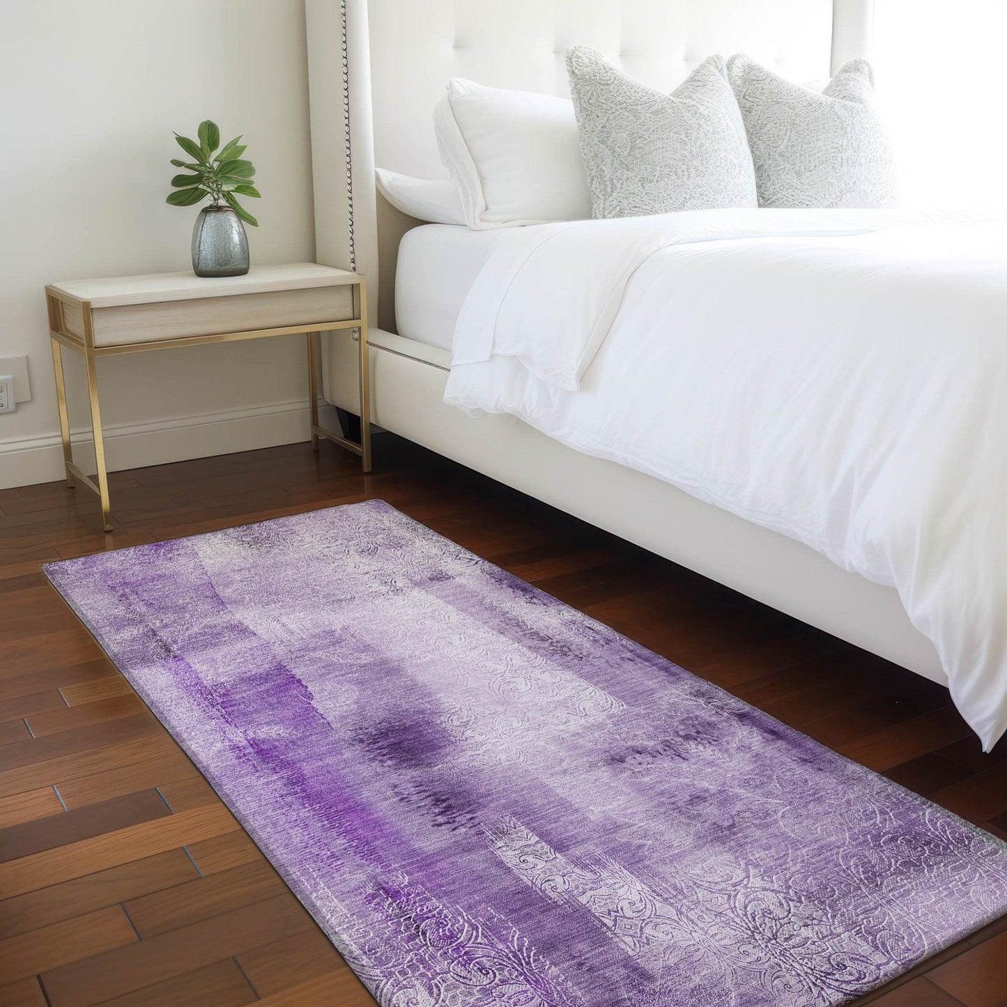 8' Runner Purple Washable Non Skid Indoor Outdoor Runner Rug - Loft&Timber