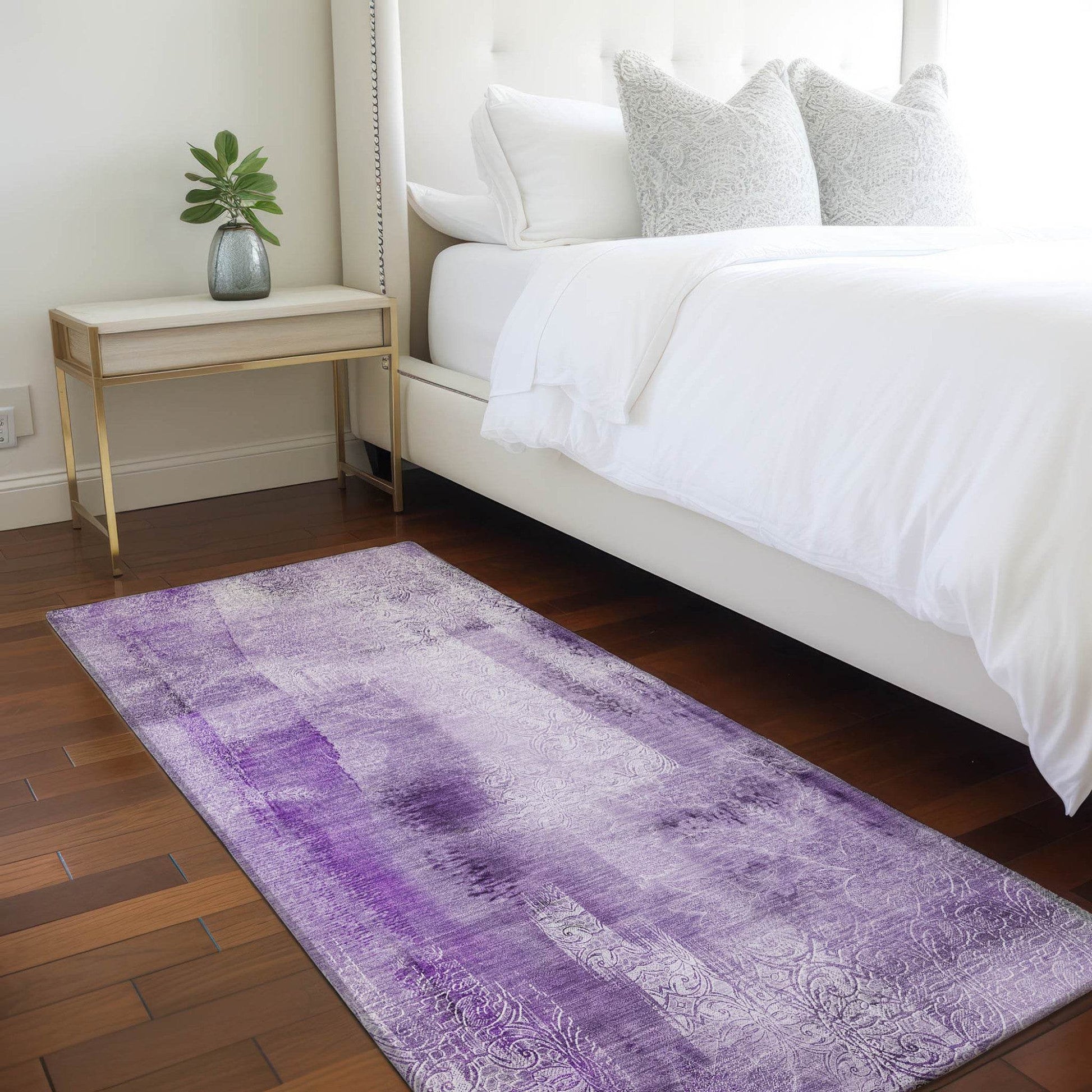 8' Runner Purple Washable Non Skid Indoor Outdoor Runner Rug - Loft&Timber
