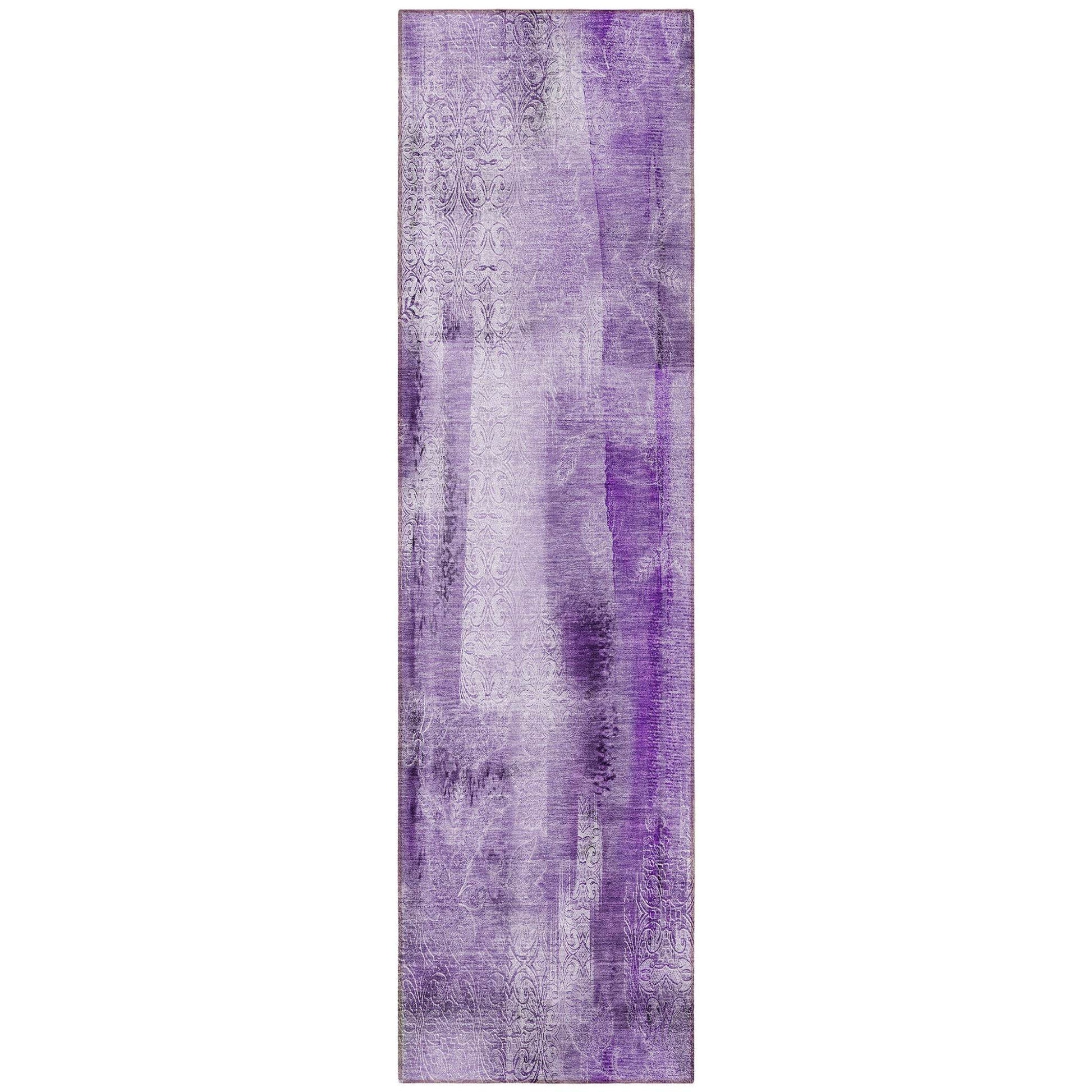 8' Runner Purple Washable Non Skid Indoor Outdoor Runner Rug - Loft&Timber