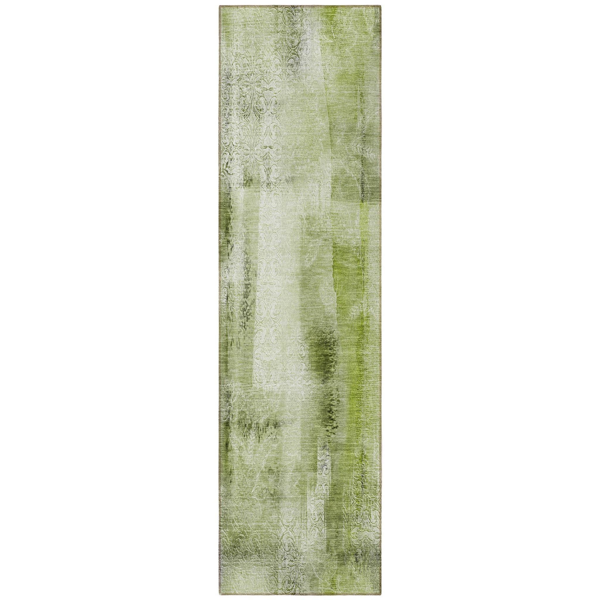 8' Runner Sage Washable Non Skid Indoor Outdoor Runner Rug - Loft&Timber