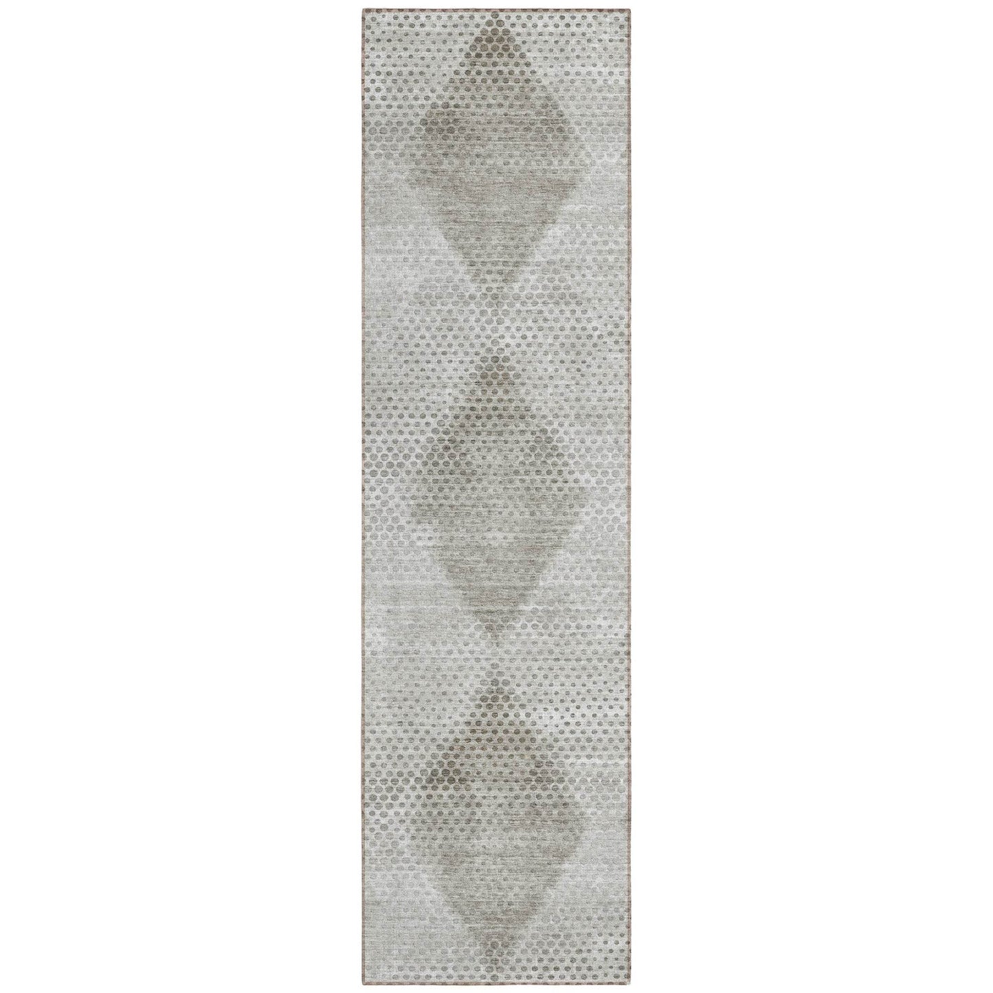 8' Runner Gray Geometric Washable Non Skid Indoor Outdoor Runner Rug - Loft&Timber