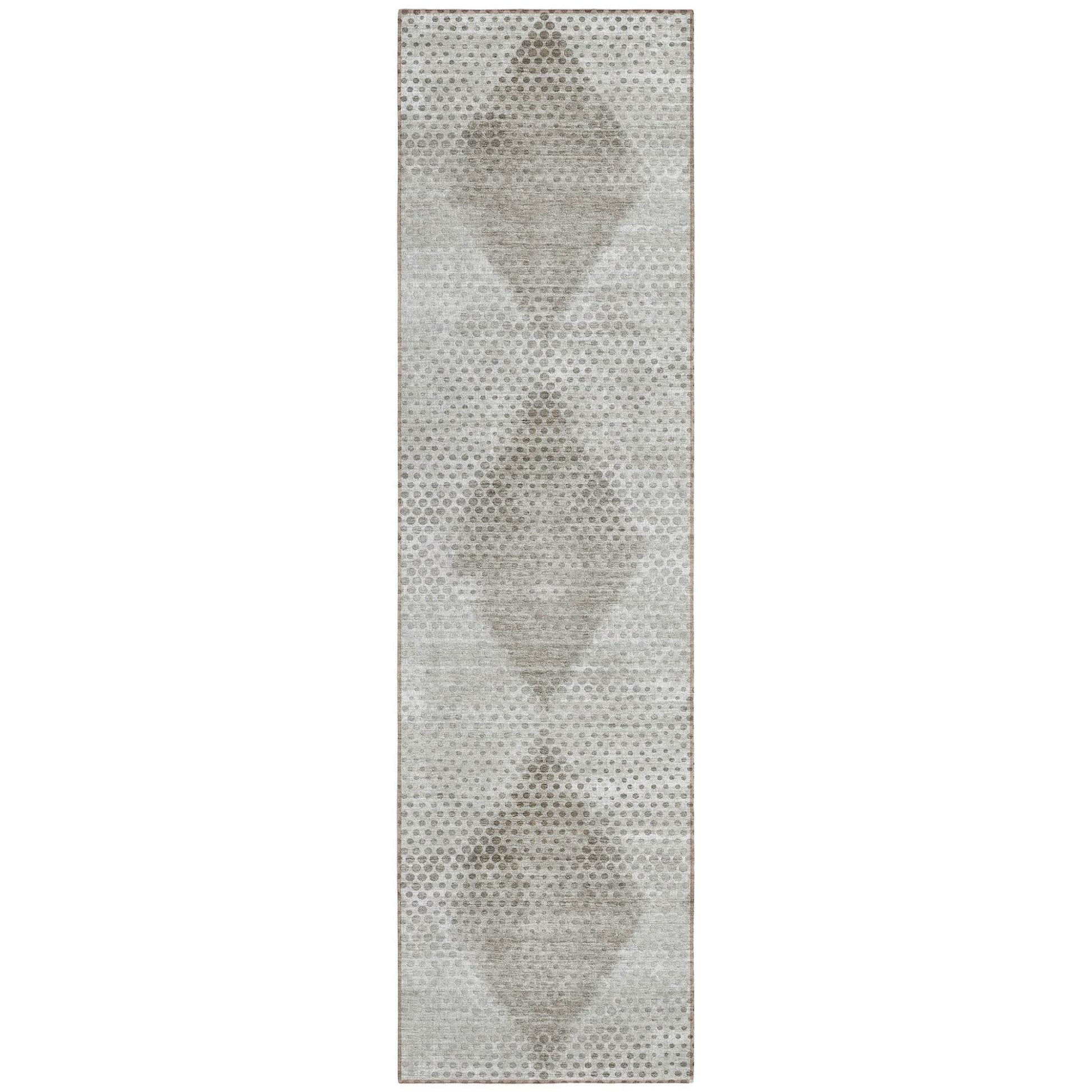 8' Runner Gray Geometric Washable Non Skid Indoor Outdoor Runner Rug - Loft&Timber