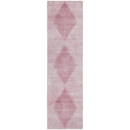 8' Runner Merlot Geometric Washable Non Skid Indoor Outdoor Runner Rug - Loft&Timber
