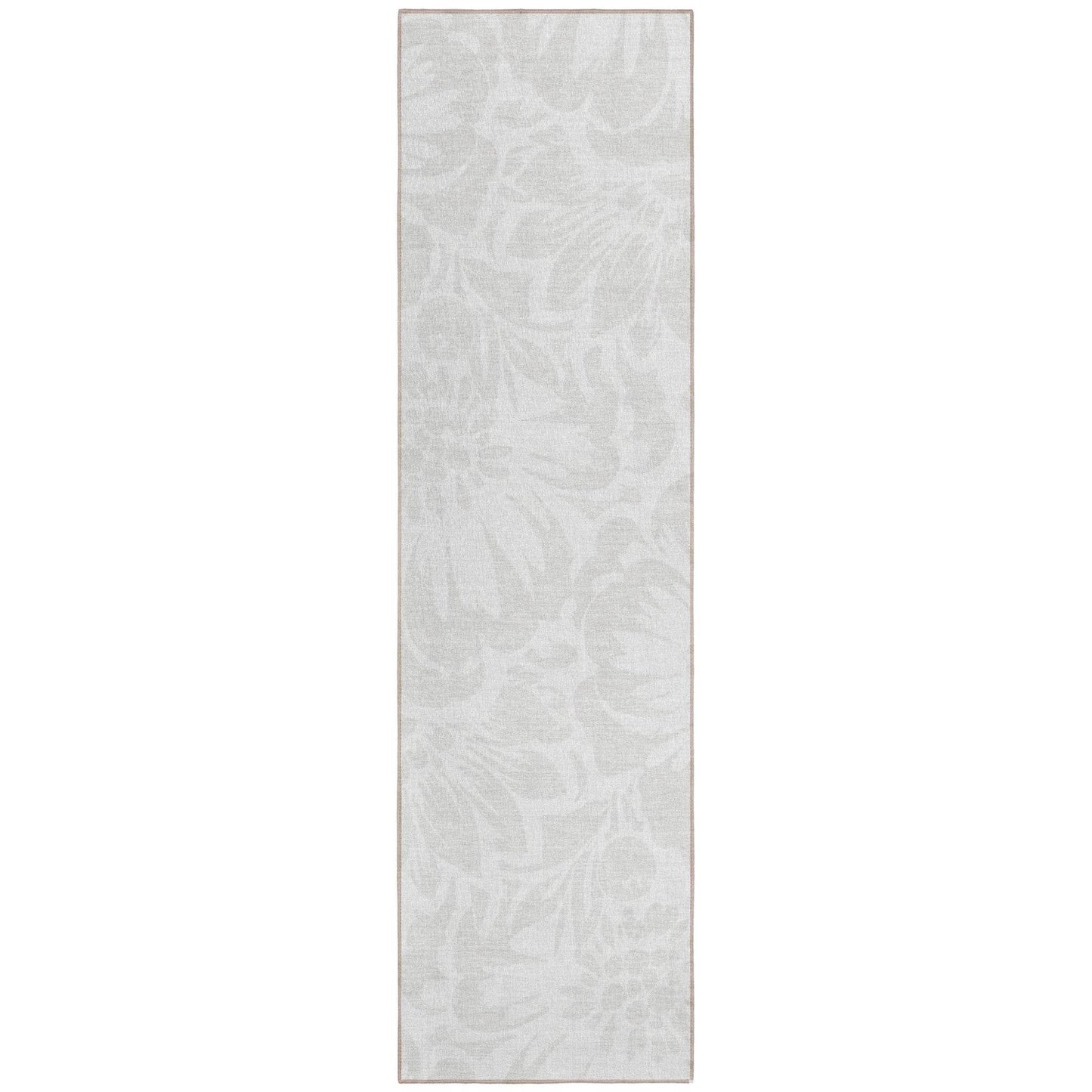 8' Runner Ivory Floral Washable Non Skid Indoor Outdoor Runner Rug - Loft&Timber