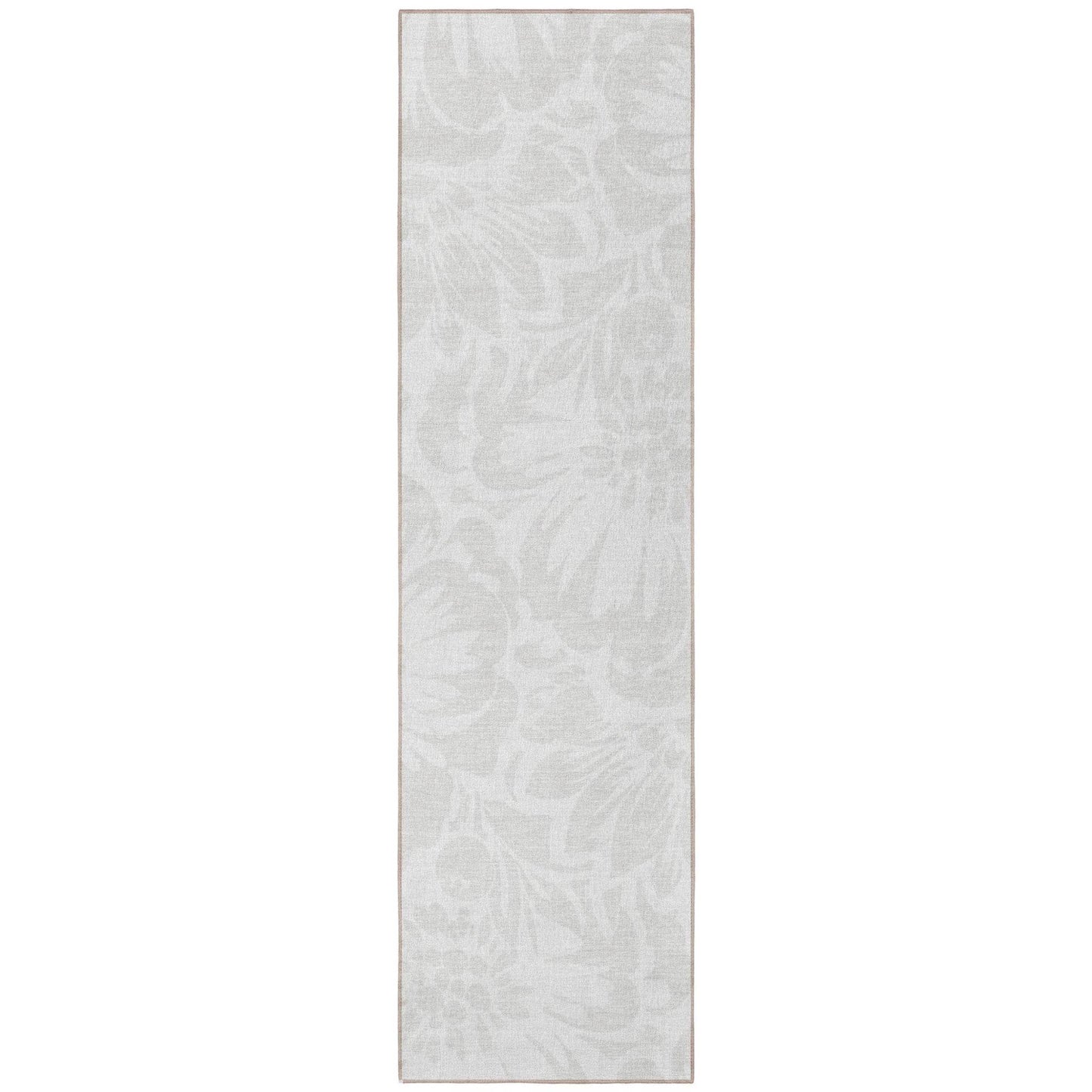 8' Runner Ivory Floral Washable Non Skid Indoor Outdoor Runner Rug - Loft&Timber