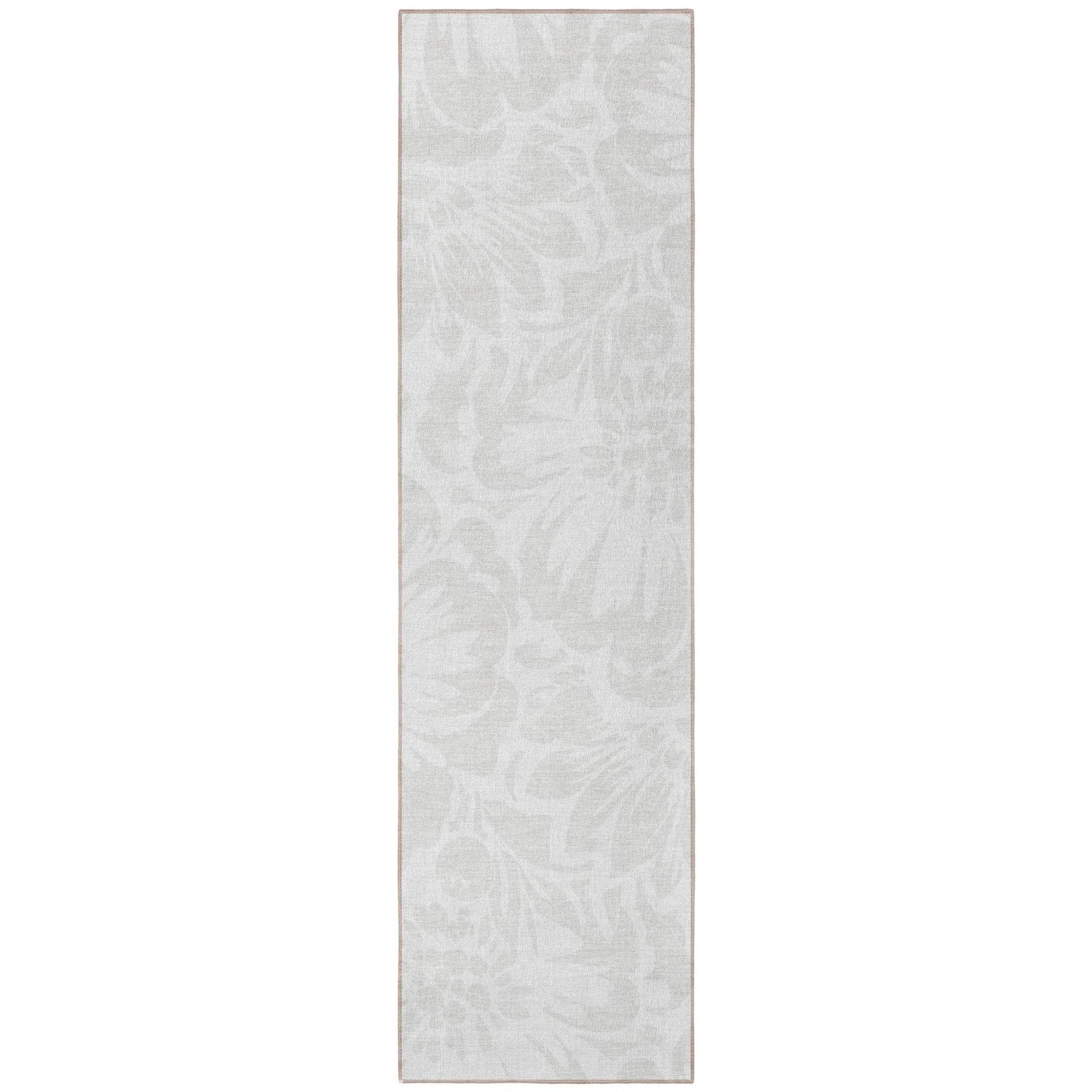 8' Runner Ivory Floral Washable Non Skid Indoor Outdoor Runner Rug - Loft&Timber