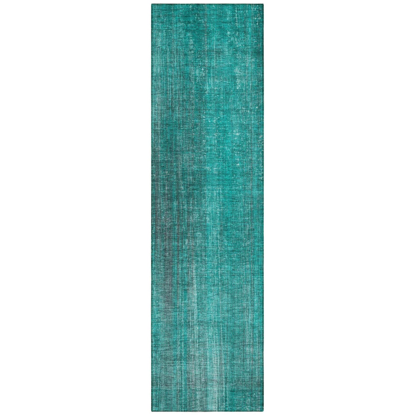 8' Runner Teal Striped Washable Non Skid Indoor Outdoor Runner Rug - Loft&Timber