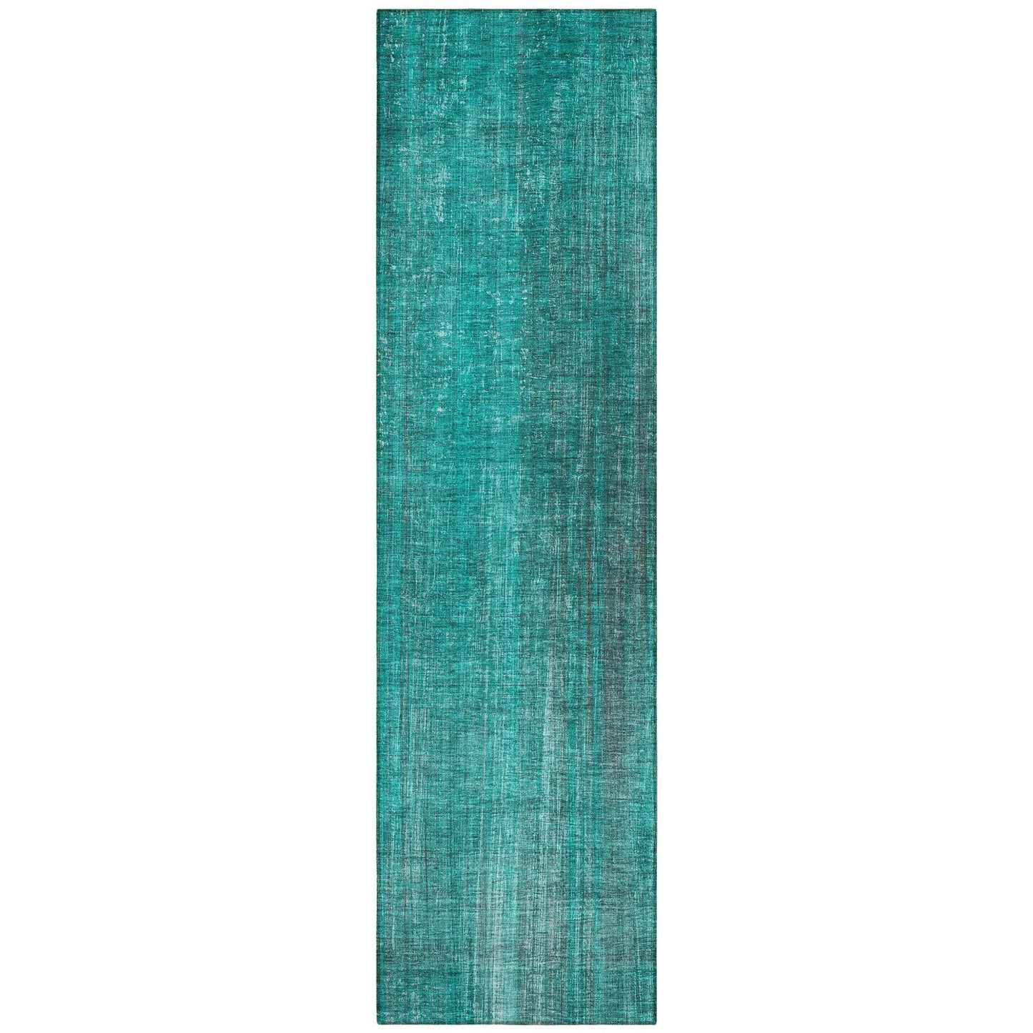 8' Runner Teal Striped Washable Non Skid Indoor Outdoor Runner Rug - Loft&Timber
