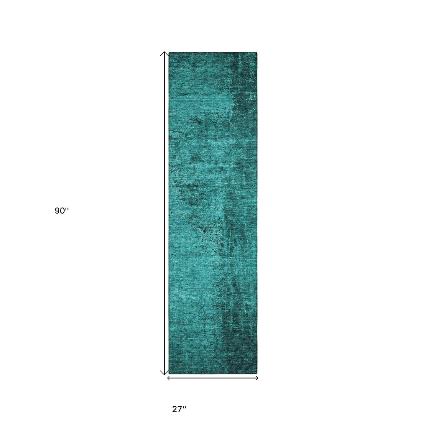 8' Runner Teal Abstract Washable Non Skid Indoor Outdoor Runner Rug - Loft&Timber