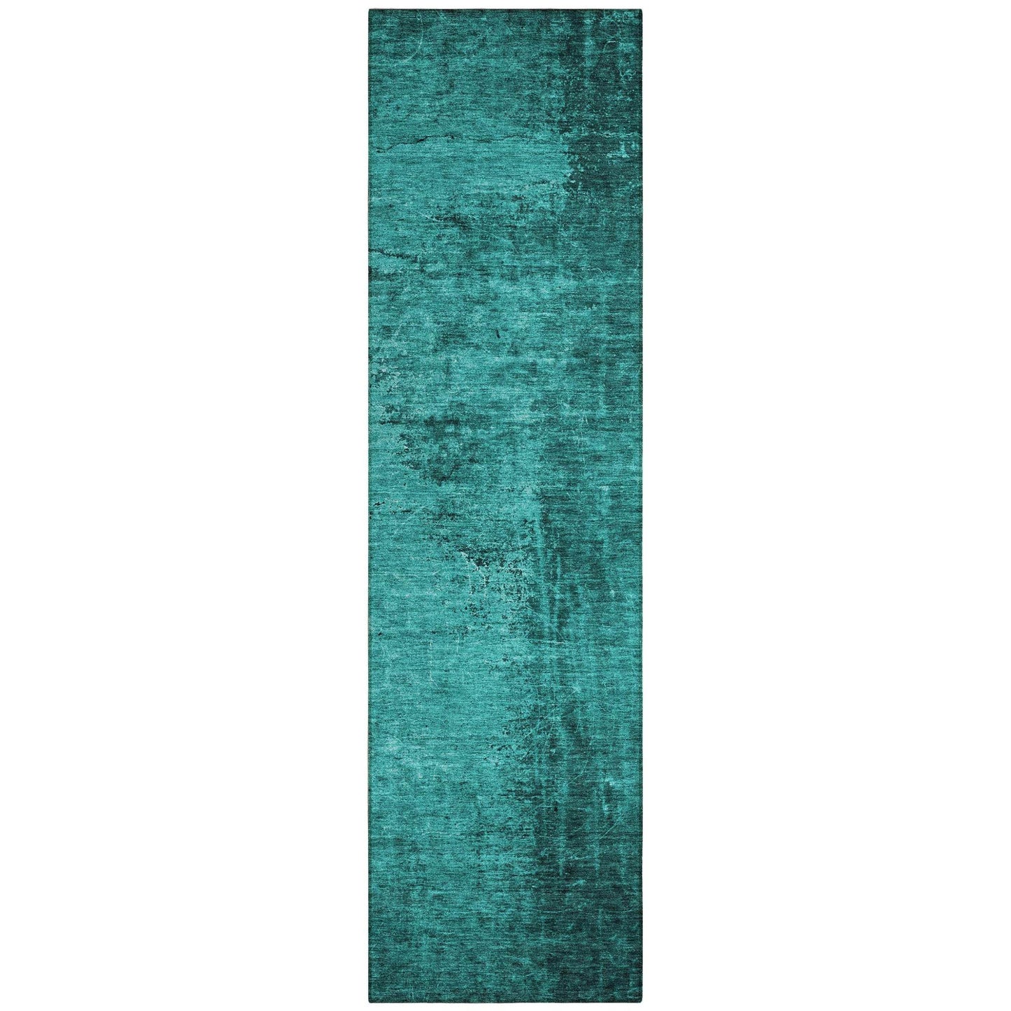 8' Runner Teal Abstract Washable Non Skid Indoor Outdoor Runner Rug - Loft&Timber
