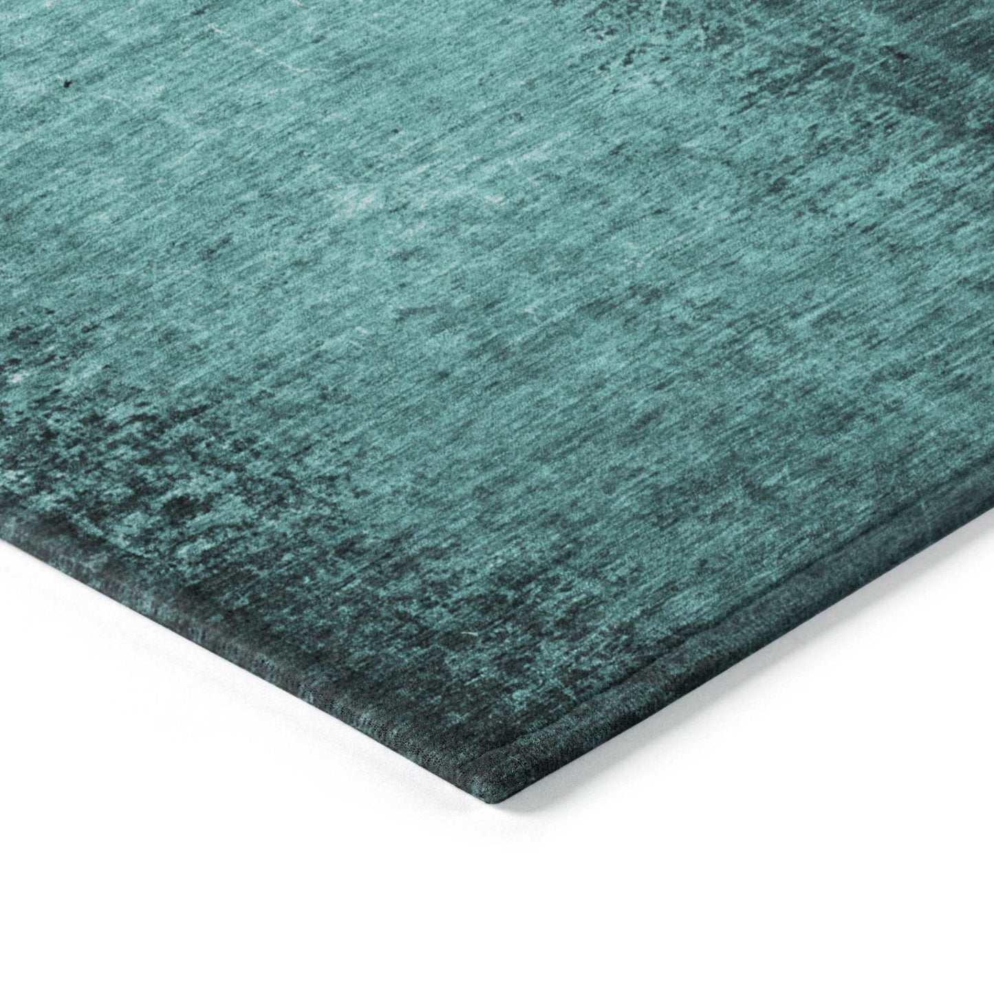 8' Runner Teal Abstract Washable Non Skid Indoor Outdoor Runner Rug - Loft&Timber