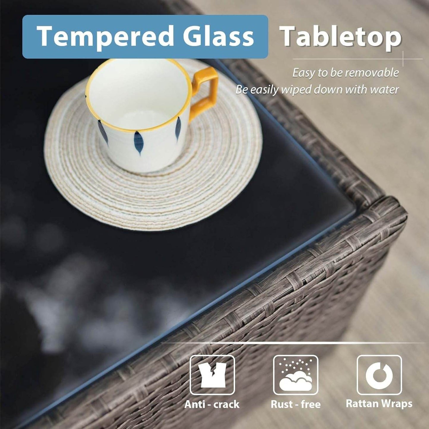 Navy Blue Outdoor Rattan Patio Furniture Set for Gatherings - Loft&Timber