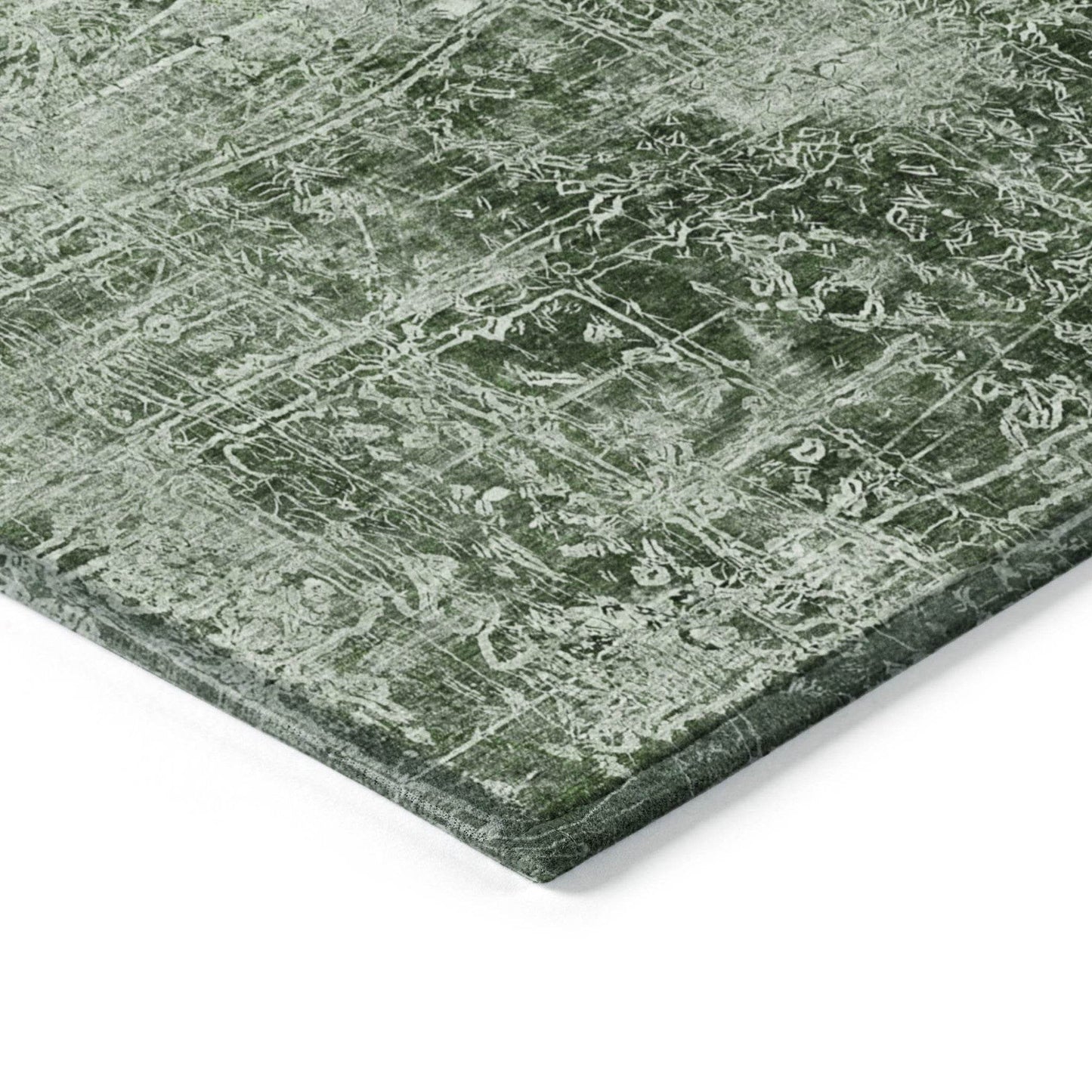 8' Runner Emerald Abstract Washable Non Skid Indoor Outdoor Runner Rug - Loft&Timber