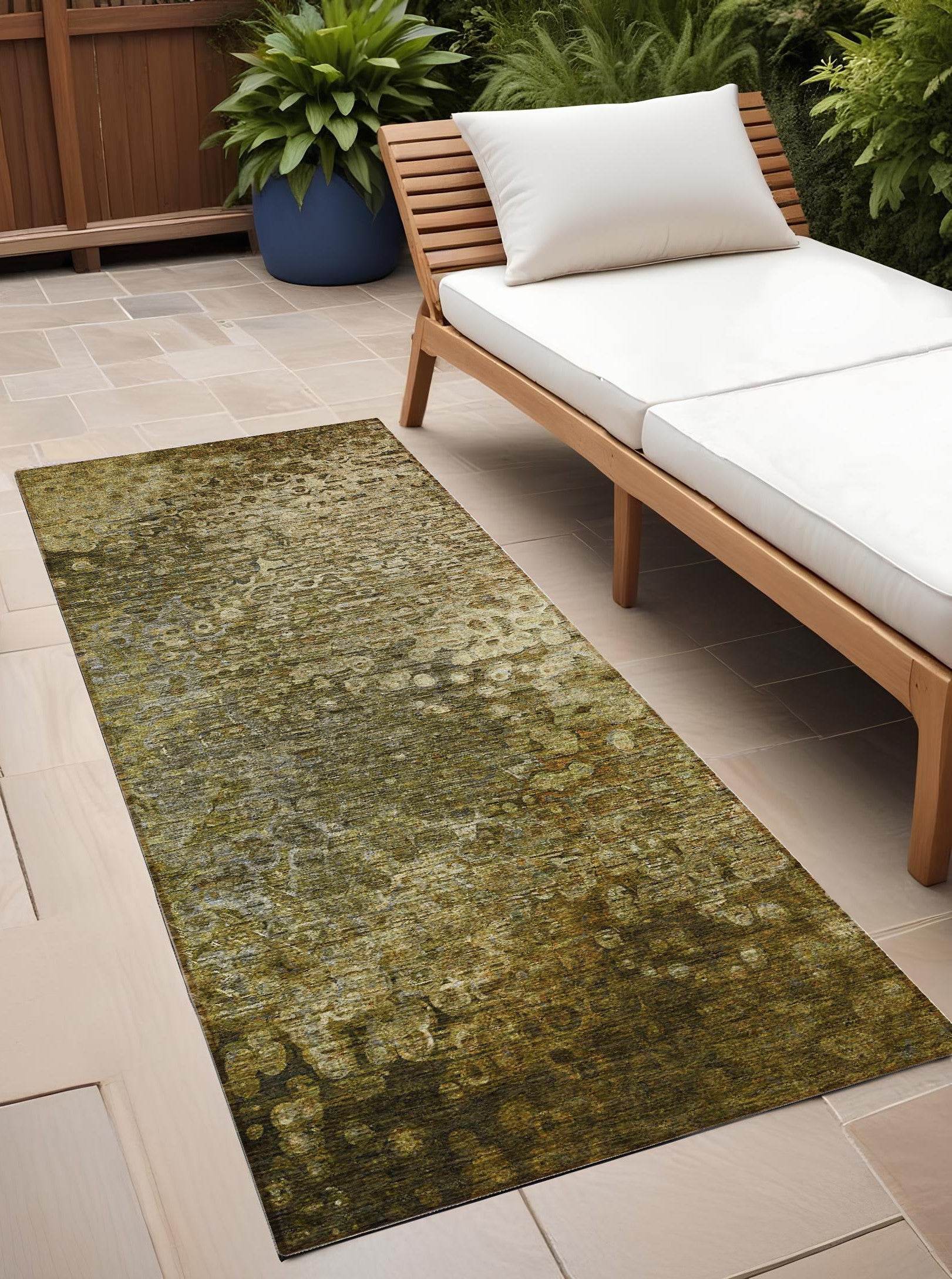 8' Runner Brown Washable Non Skid Indoor Outdoor Runner Rug - Loft&Timber