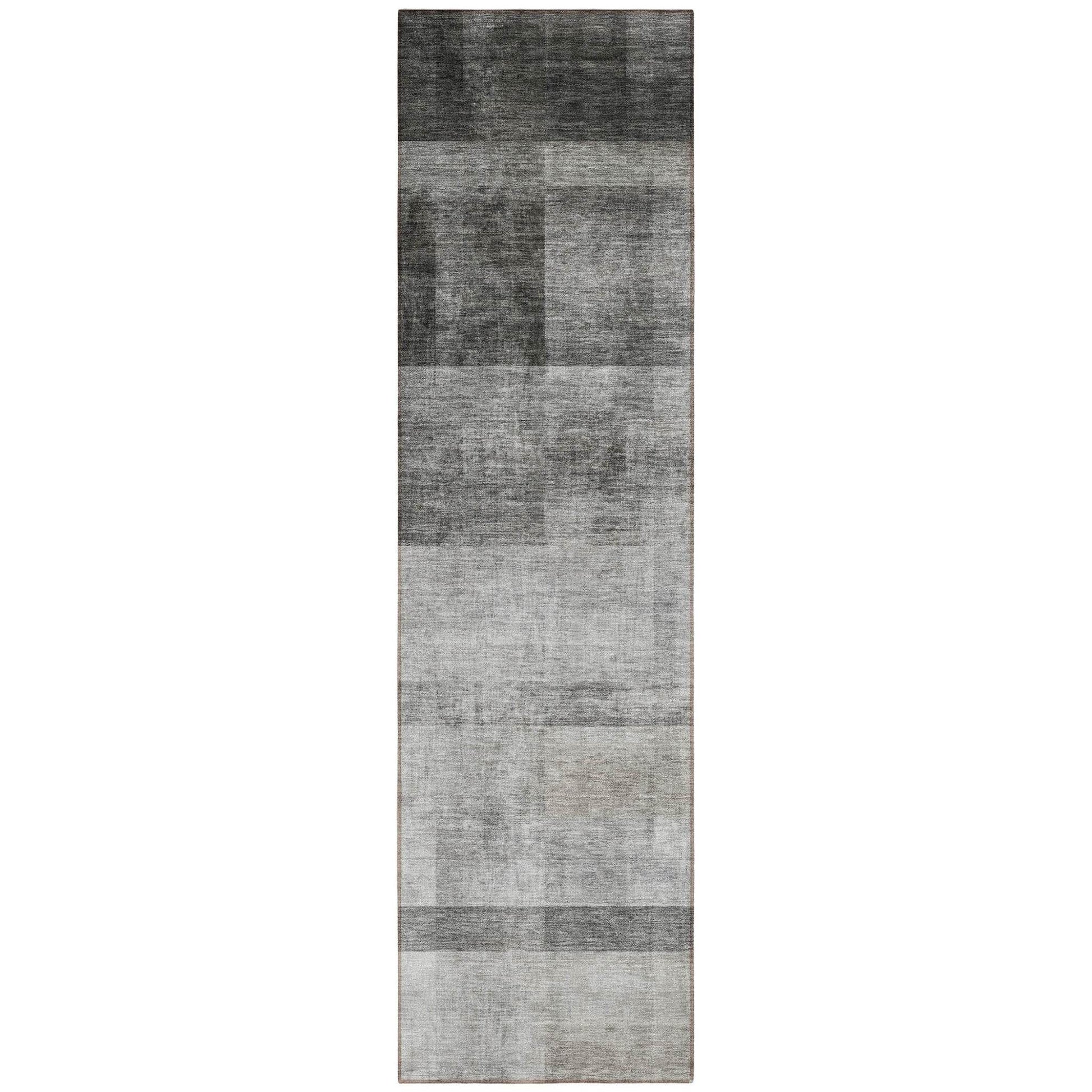 8' Runner Gray Ombre Washable Non Skid Indoor Outdoor Runner Rug - Loft&Timber