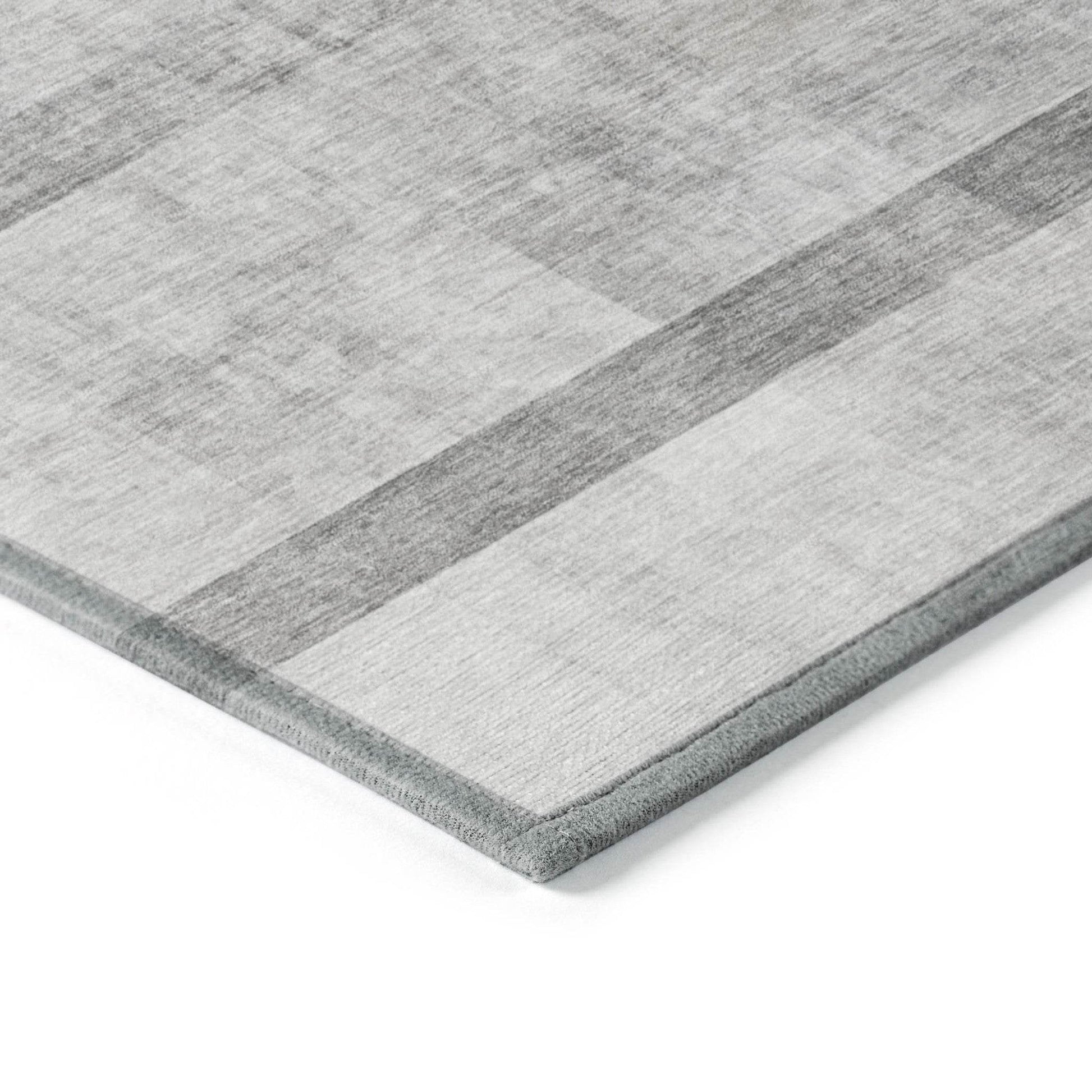 8' Runner Gray Ombre Washable Non Skid Indoor Outdoor Runner Rug - Loft&Timber