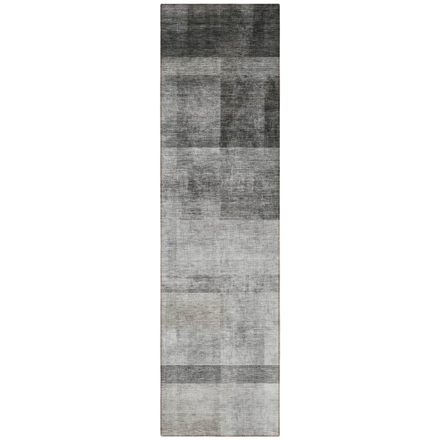 8' Runner Gray Ombre Washable Non Skid Indoor Outdoor Runner Rug - Loft&Timber