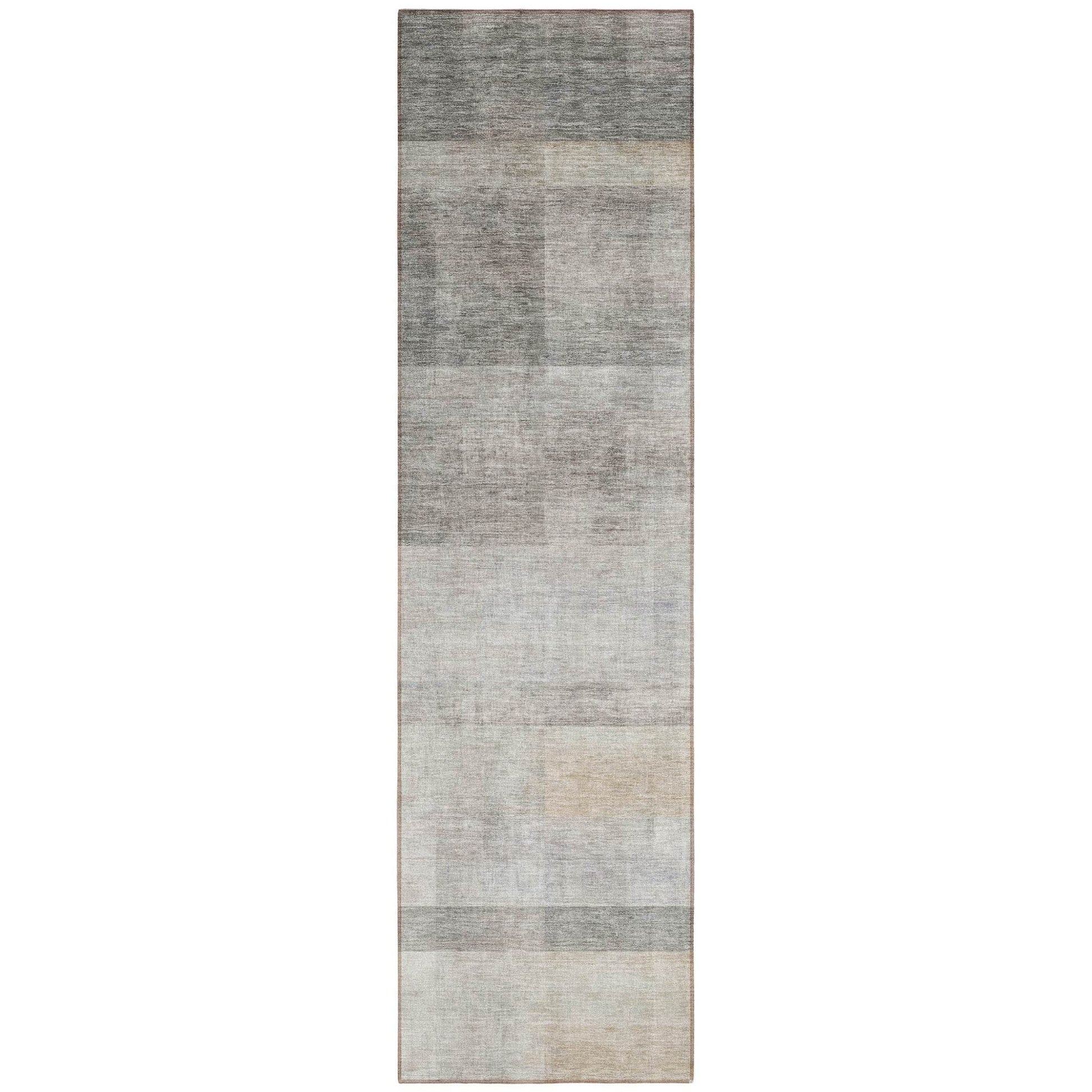 8' Runner Taupe Ombre Washable Non Skid Indoor Outdoor Runner Rug - Loft&Timber
