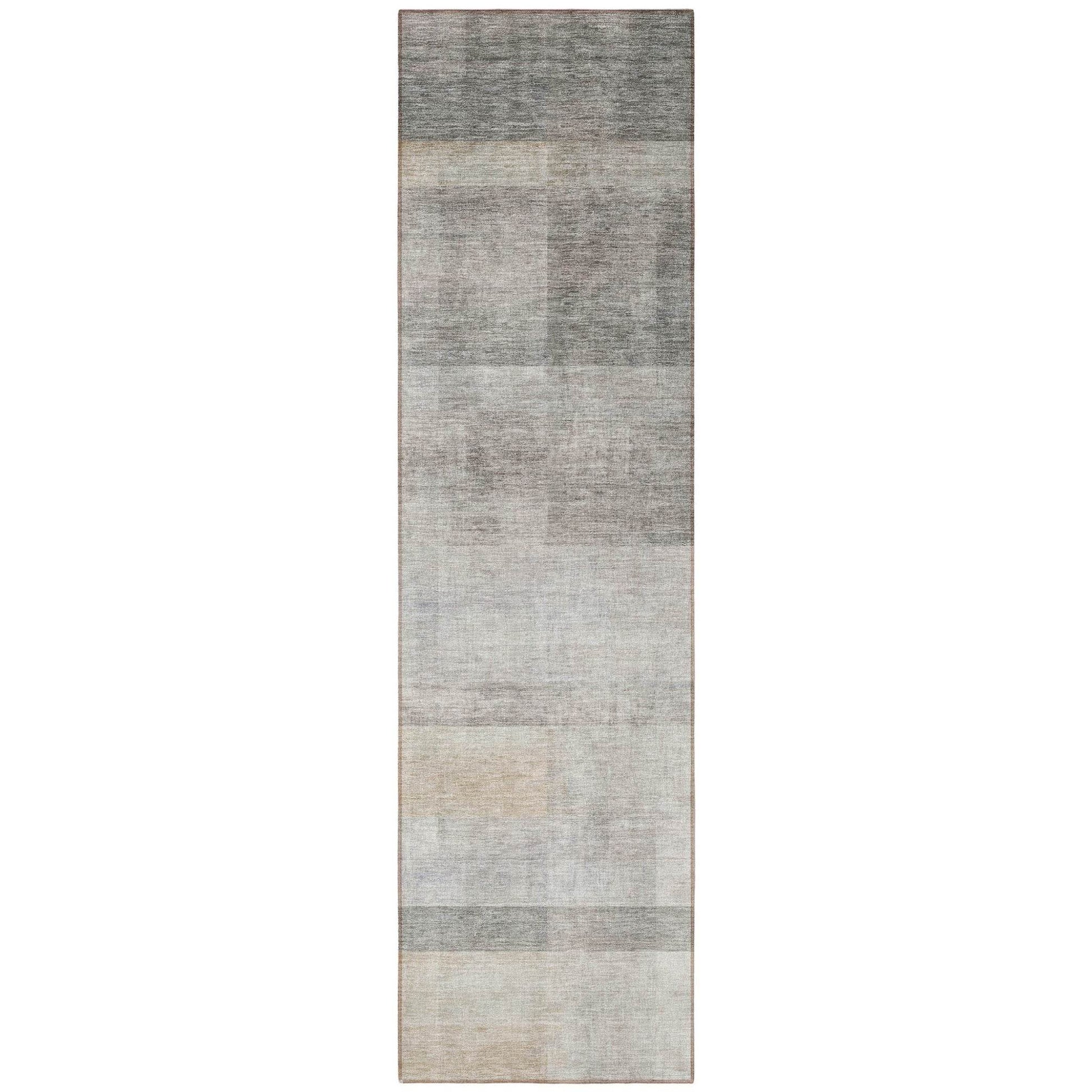 8' Runner Taupe Ombre Washable Non Skid Indoor Outdoor Runner Rug - Loft&Timber