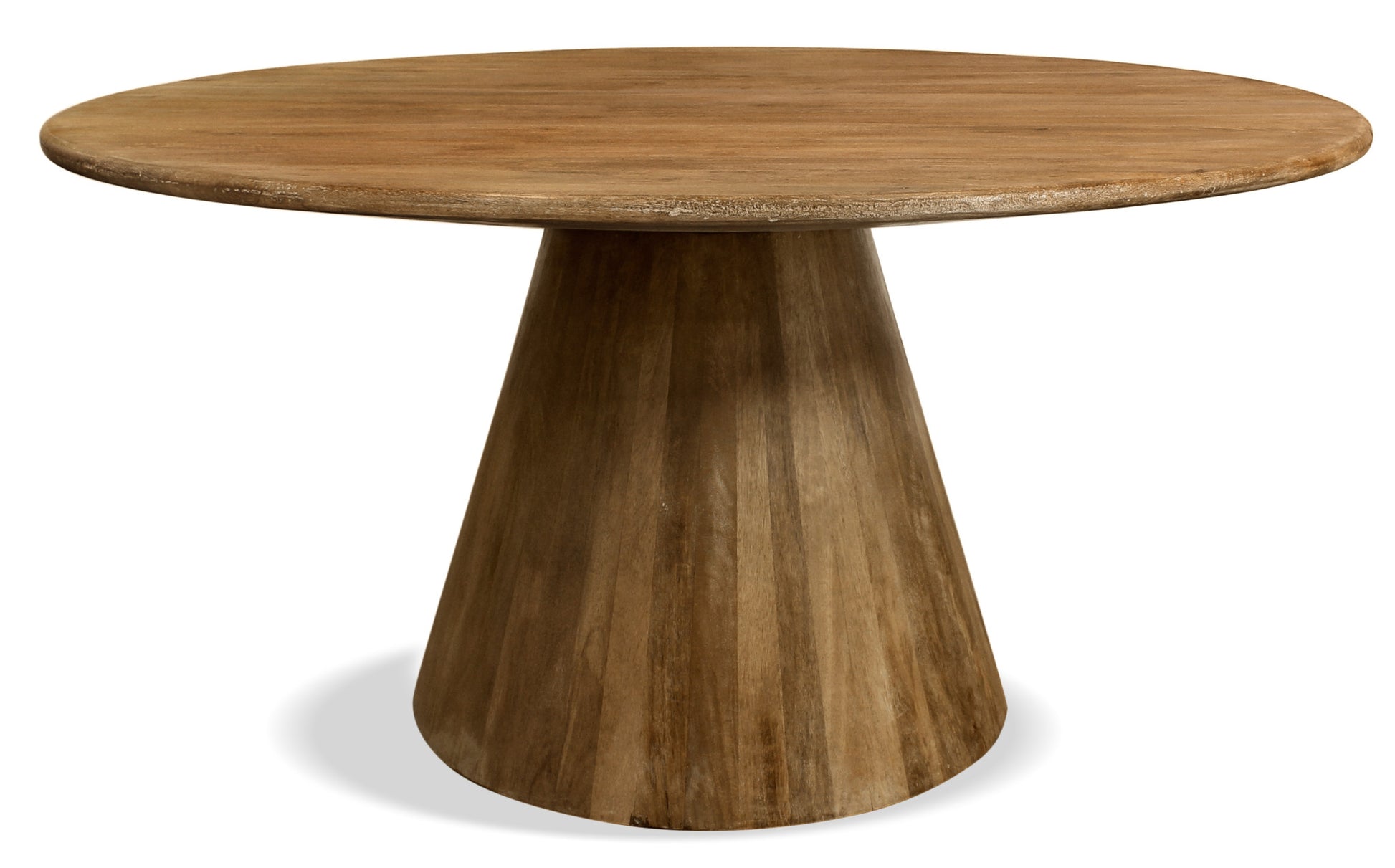 60" Natural Rounded Solid Wood Pedestal Base Dining Table - Loft&Timber