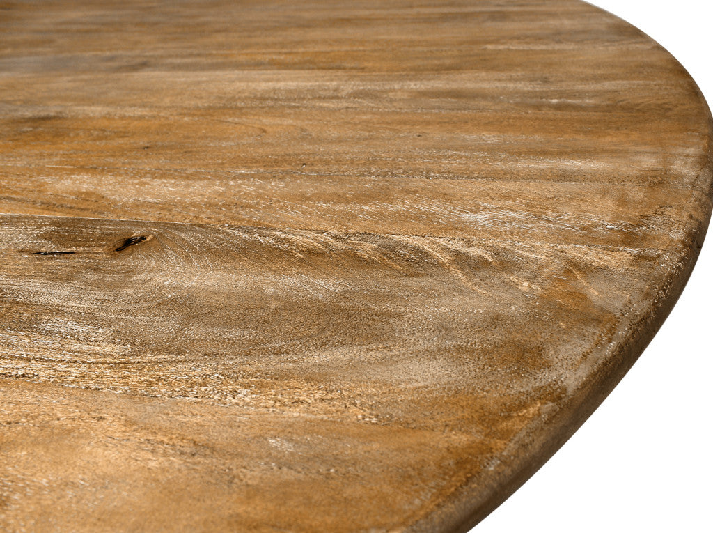 60" Natural Rounded Solid Wood Pedestal Base Dining Table - Loft&Timber