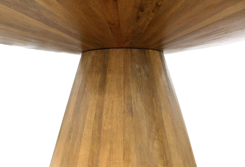 60" Natural Rounded Solid Wood Pedestal Base Dining Table - Loft&Timber