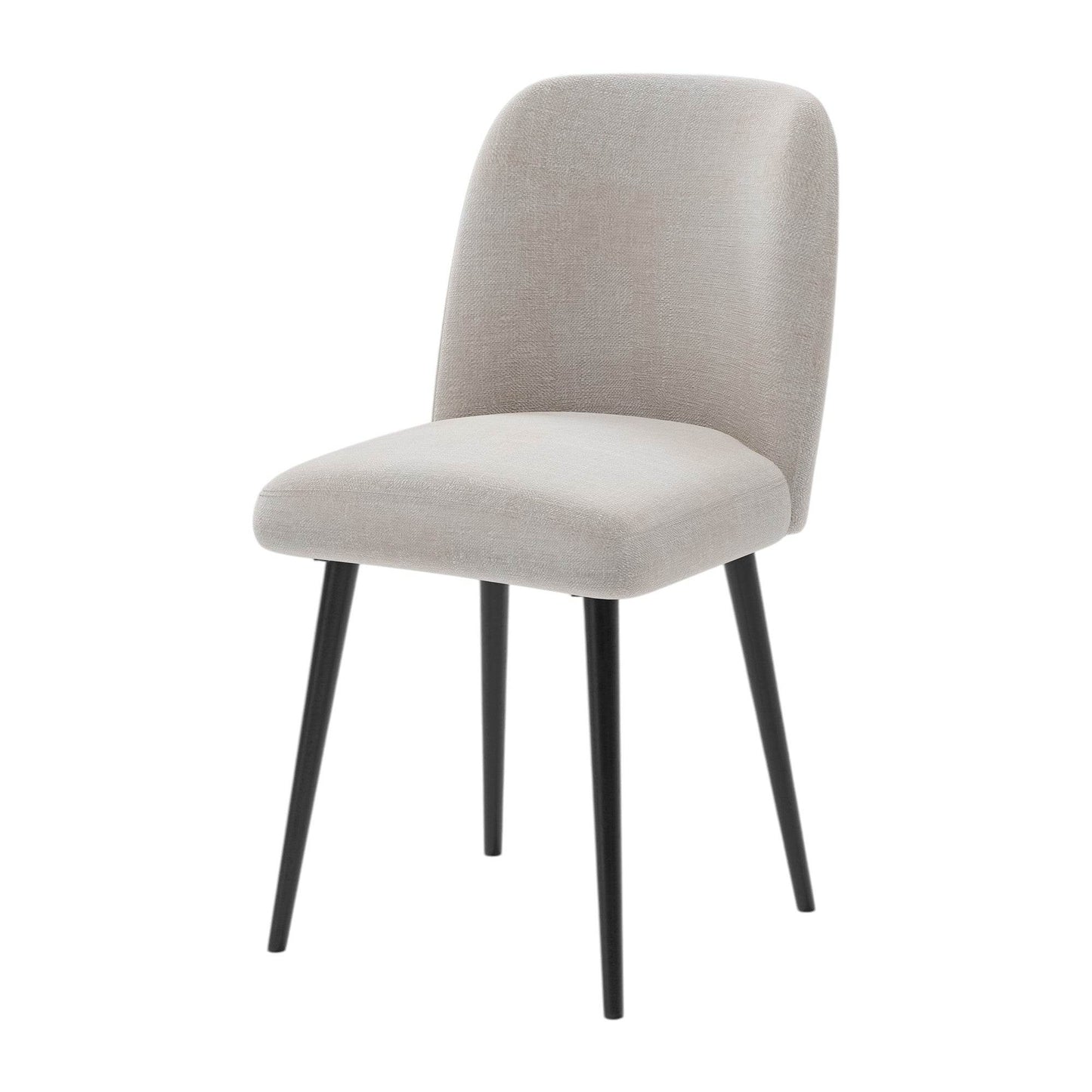 Set of Two Beige And Black Upholstered Fabric Dining Side Chairs - Loft&Timber