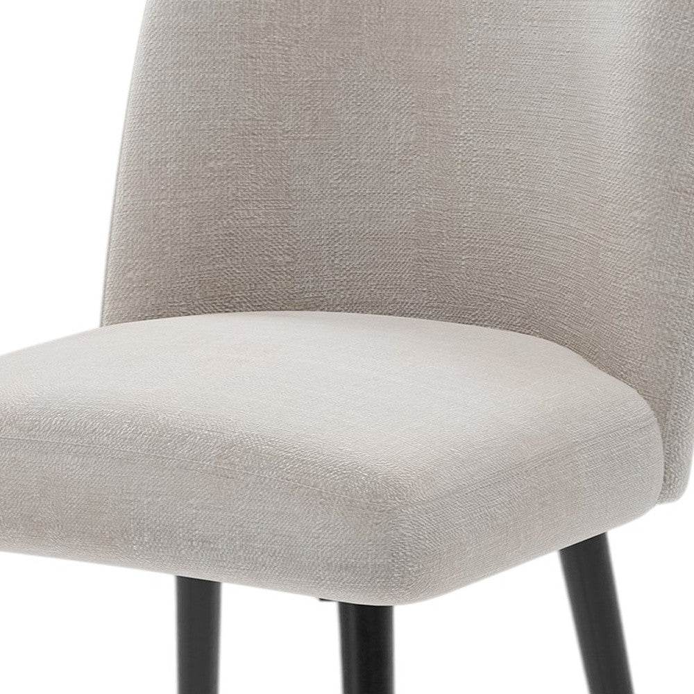Set of Two Beige And Black Upholstered Fabric Dining Side Chairs - Loft&Timber