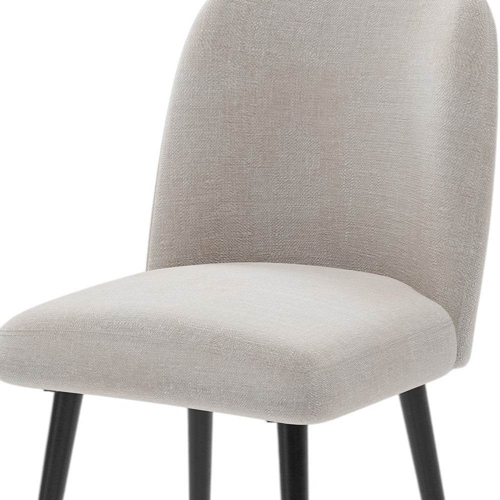 Set of Two Beige And Black Upholstered Fabric Dining Side Chairs - Loft&Timber