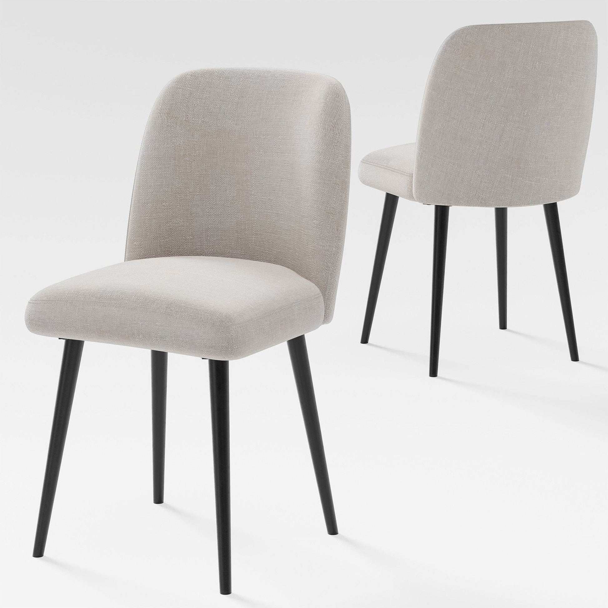 Set of Two Beige And Black Upholstered Fabric Dining Side Chairs - Loft&Timber