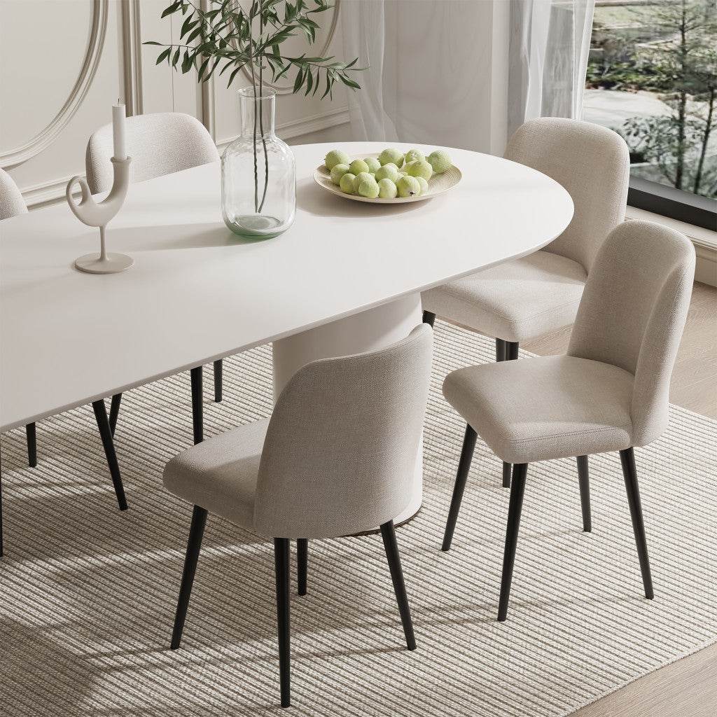 Set of Two Beige And Black Upholstered Fabric Dining Side Chairs - Loft&Timber