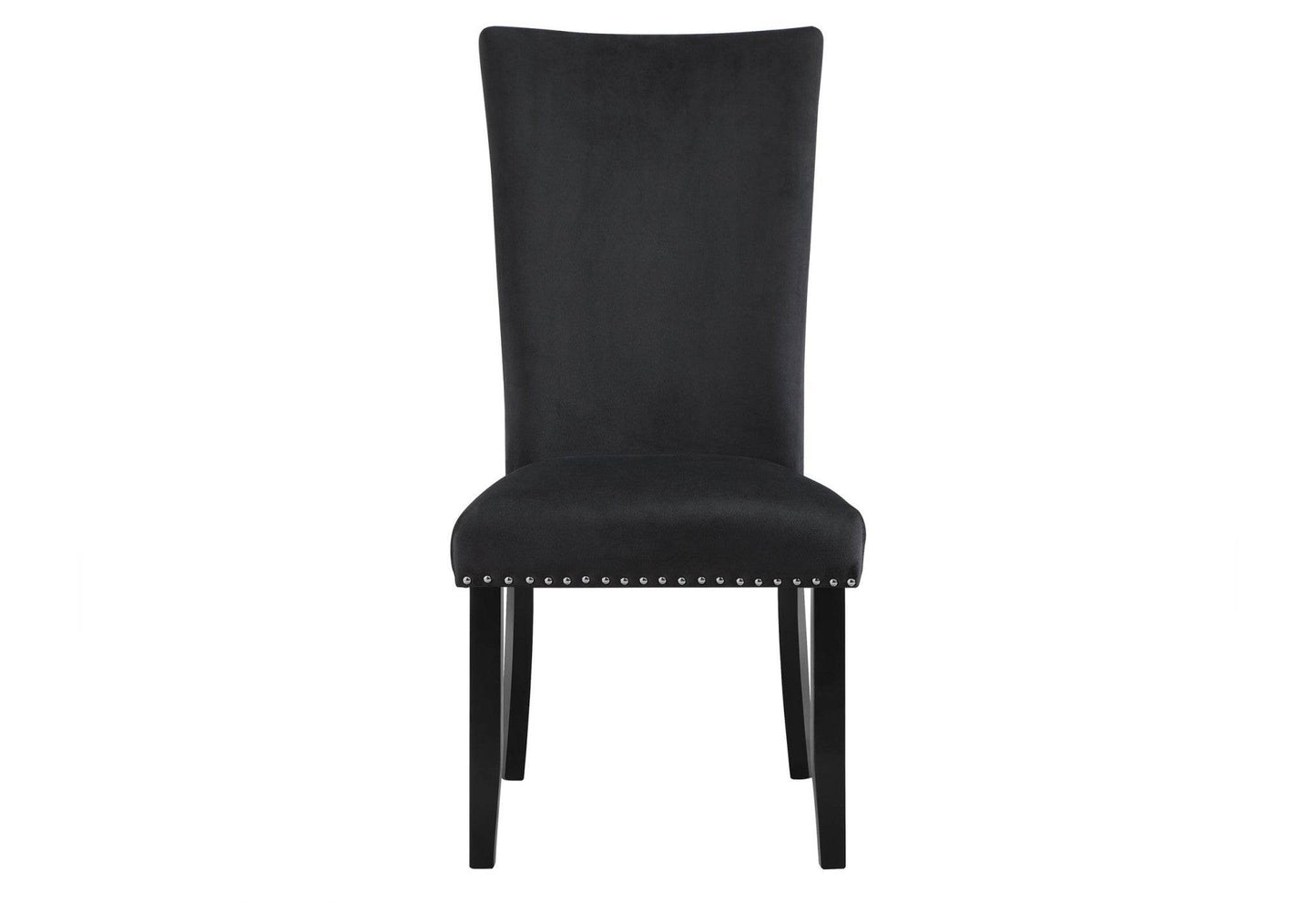 Set of Two Black Upholstered Velvet Dining Side Chairs - Loft&Timber