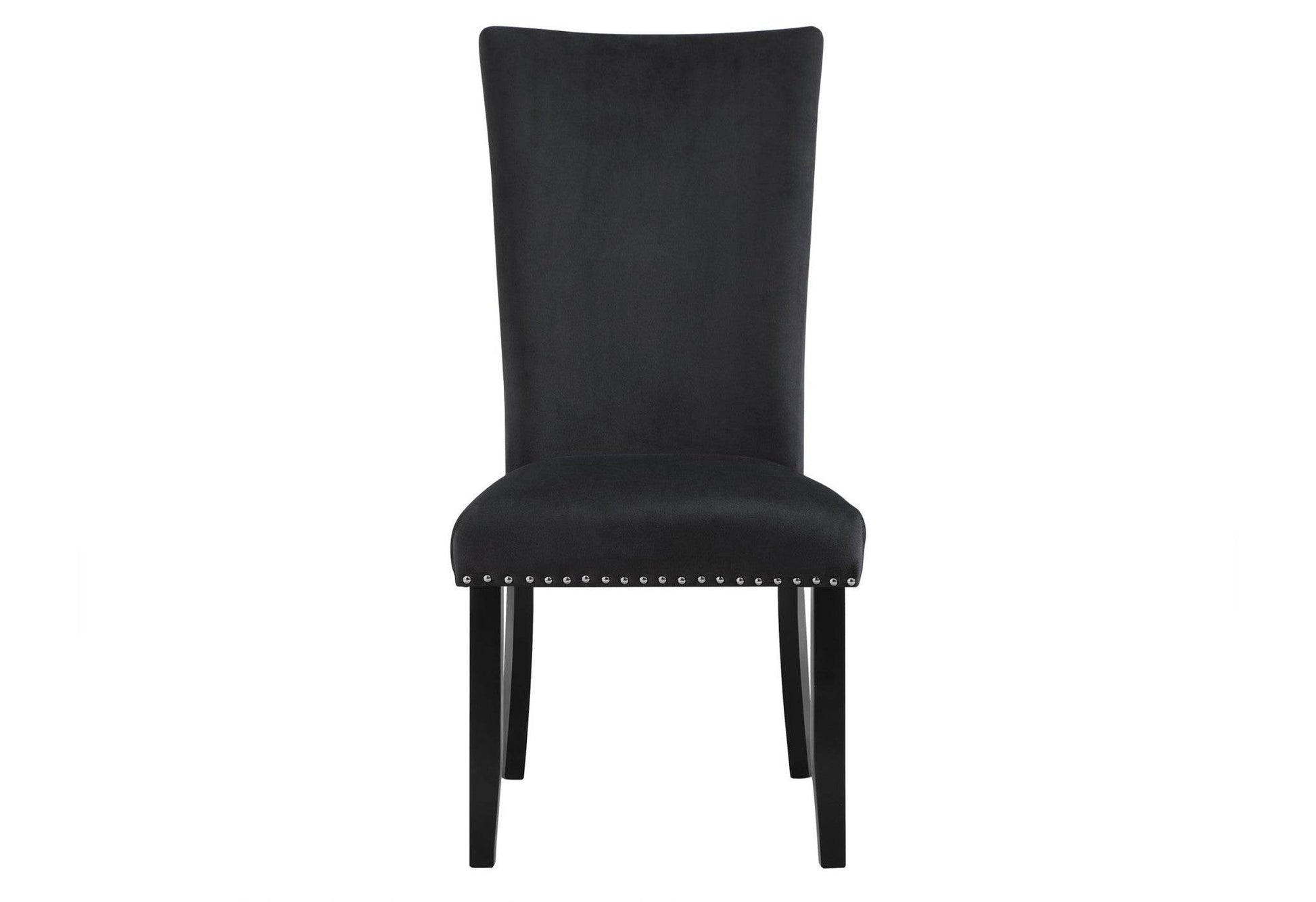 Set of Two Black Upholstered Velvet Dining Side Chairs - Loft&Timber