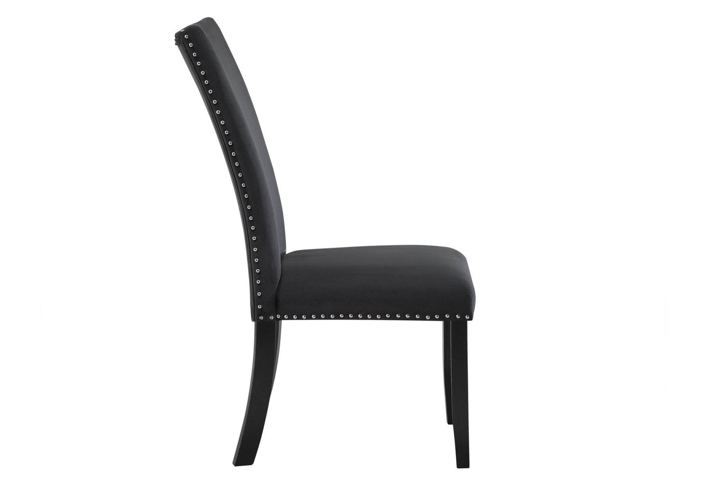 Set of Two Black Upholstered Velvet Dining Side Chairs - Loft&Timber