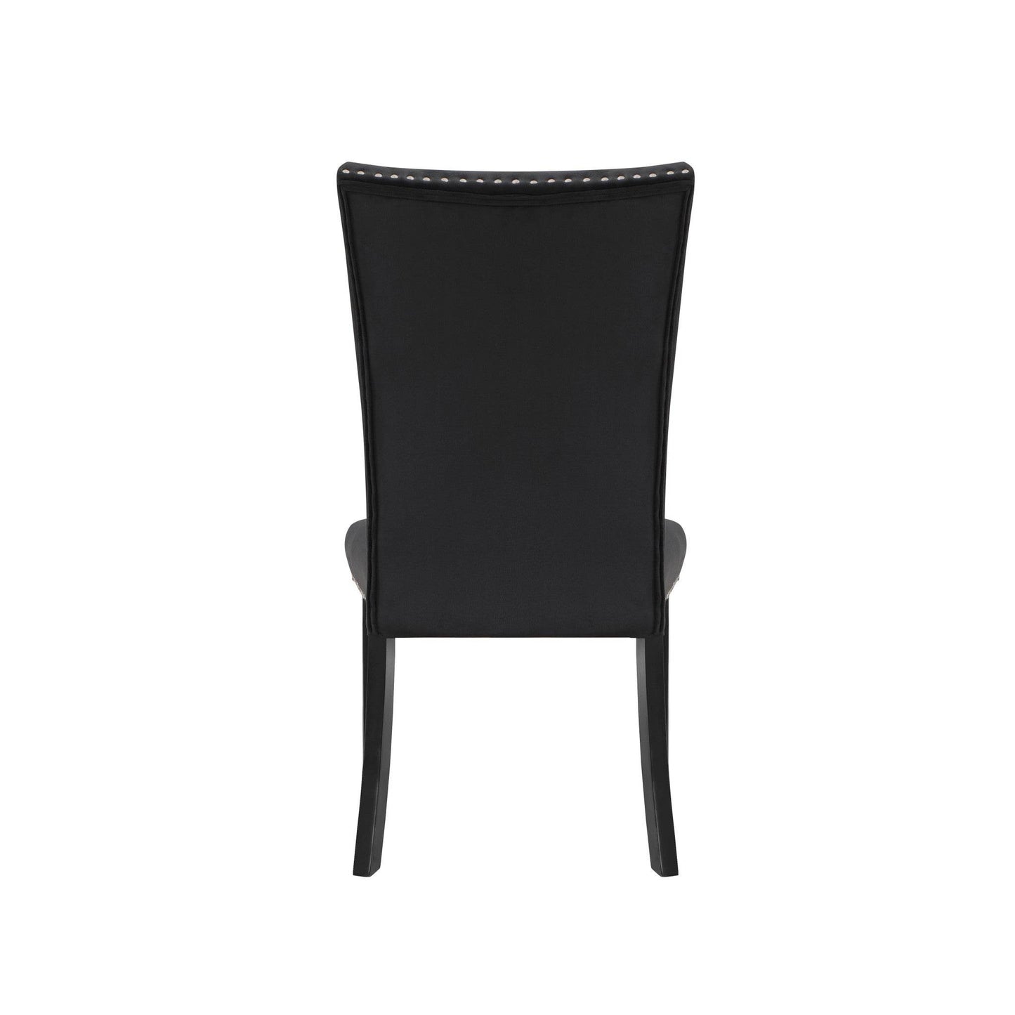 Set of Two Black Upholstered Velvet Dining Side Chairs - Loft&Timber