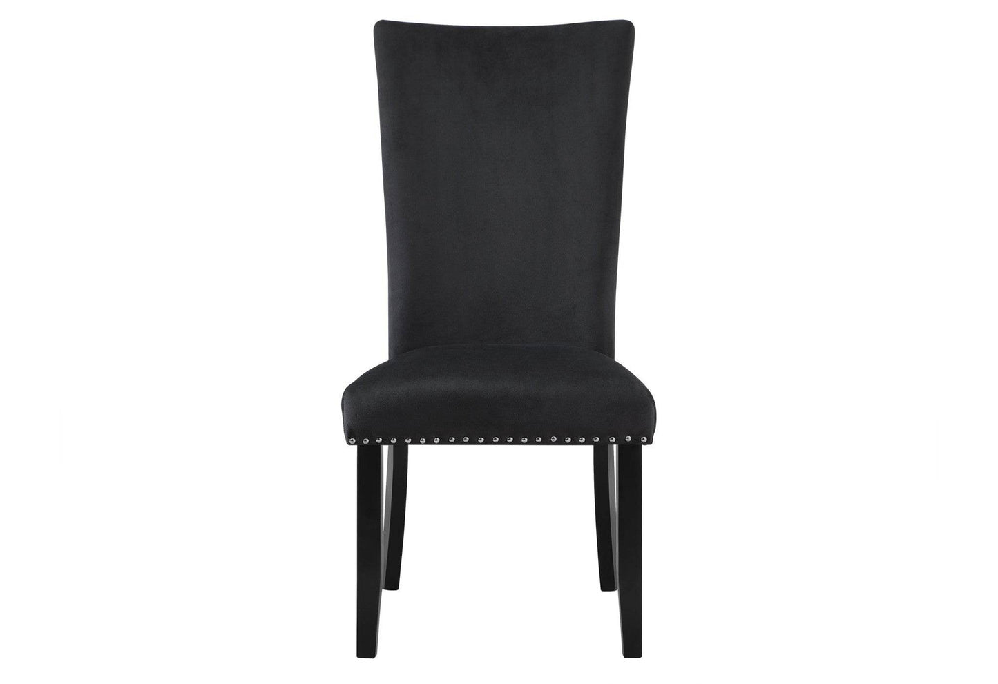 Set of Two Black Upholstered Velvet Dining Side Chairs - Loft&Timber