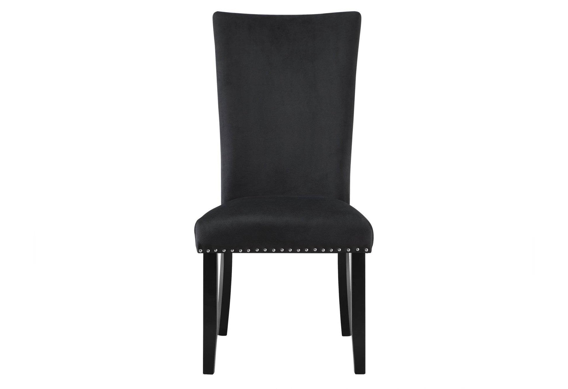 Set of Two Black Upholstered Velvet Dining Side Chairs - Loft&Timber