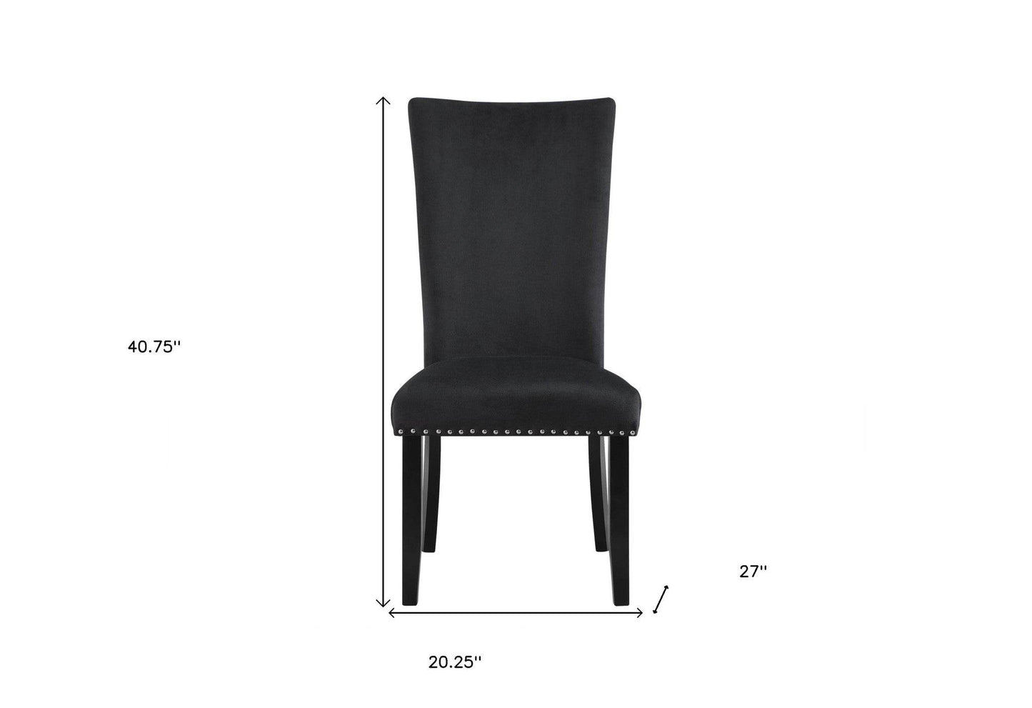 Set of Two Black Upholstered Velvet Dining Side Chairs - Loft&Timber