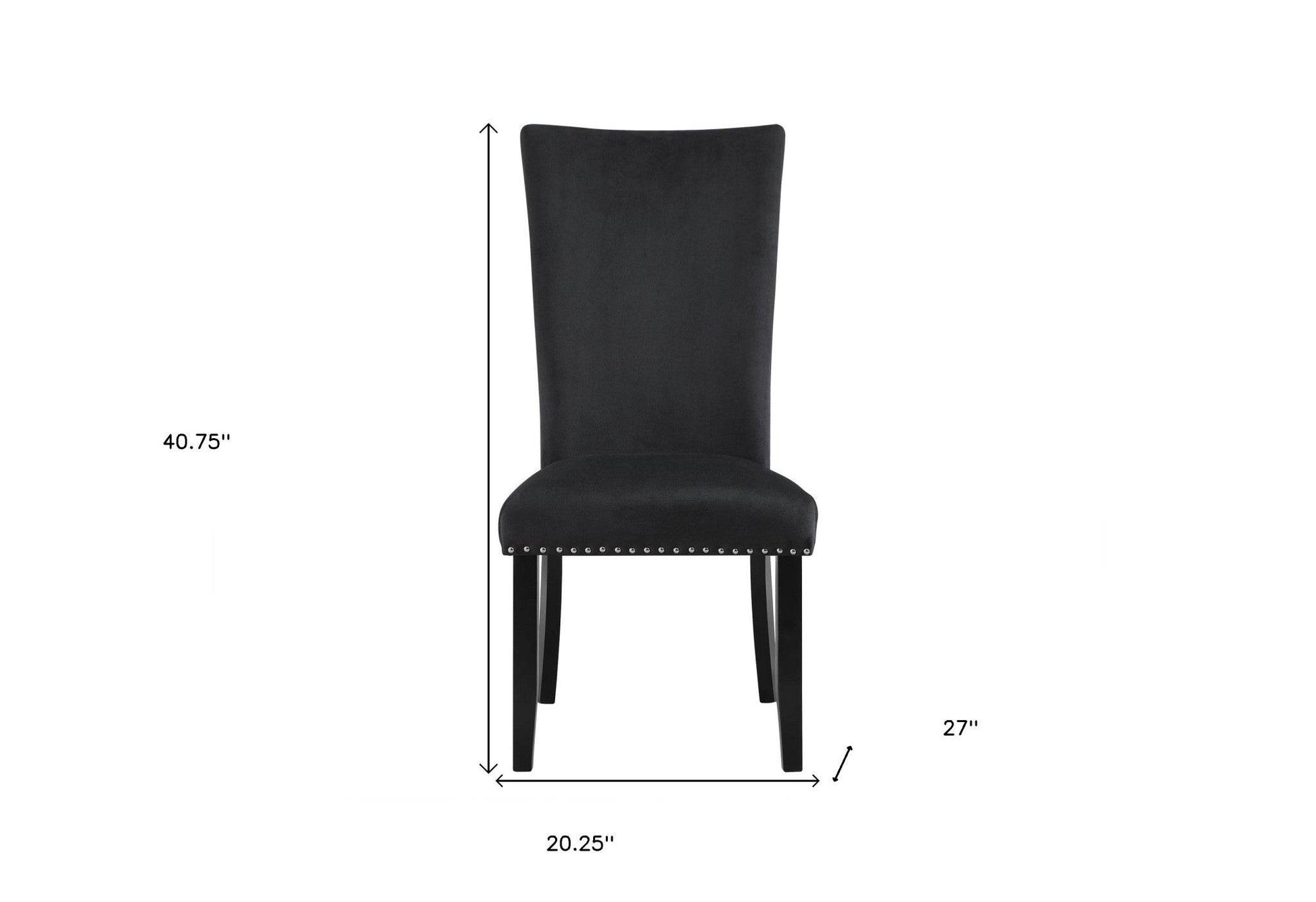 Set of Two Black Upholstered Velvet Dining Side Chairs - Loft&Timber