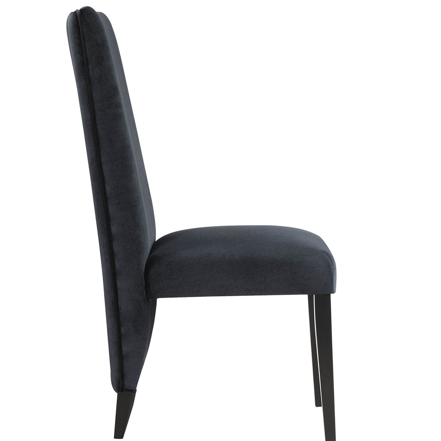 Set of Two Black Upholstered Velvet Dining Side Chairs - Loft&Timber