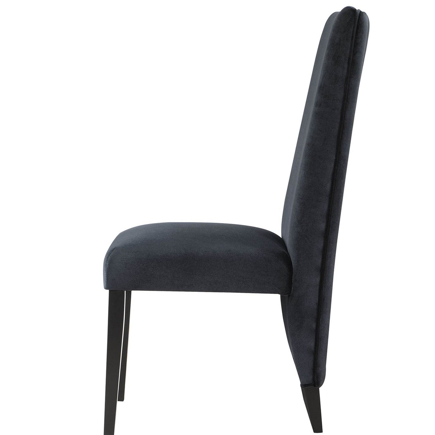Set of Two Black Upholstered Velvet Dining Side Chairs - Loft&Timber