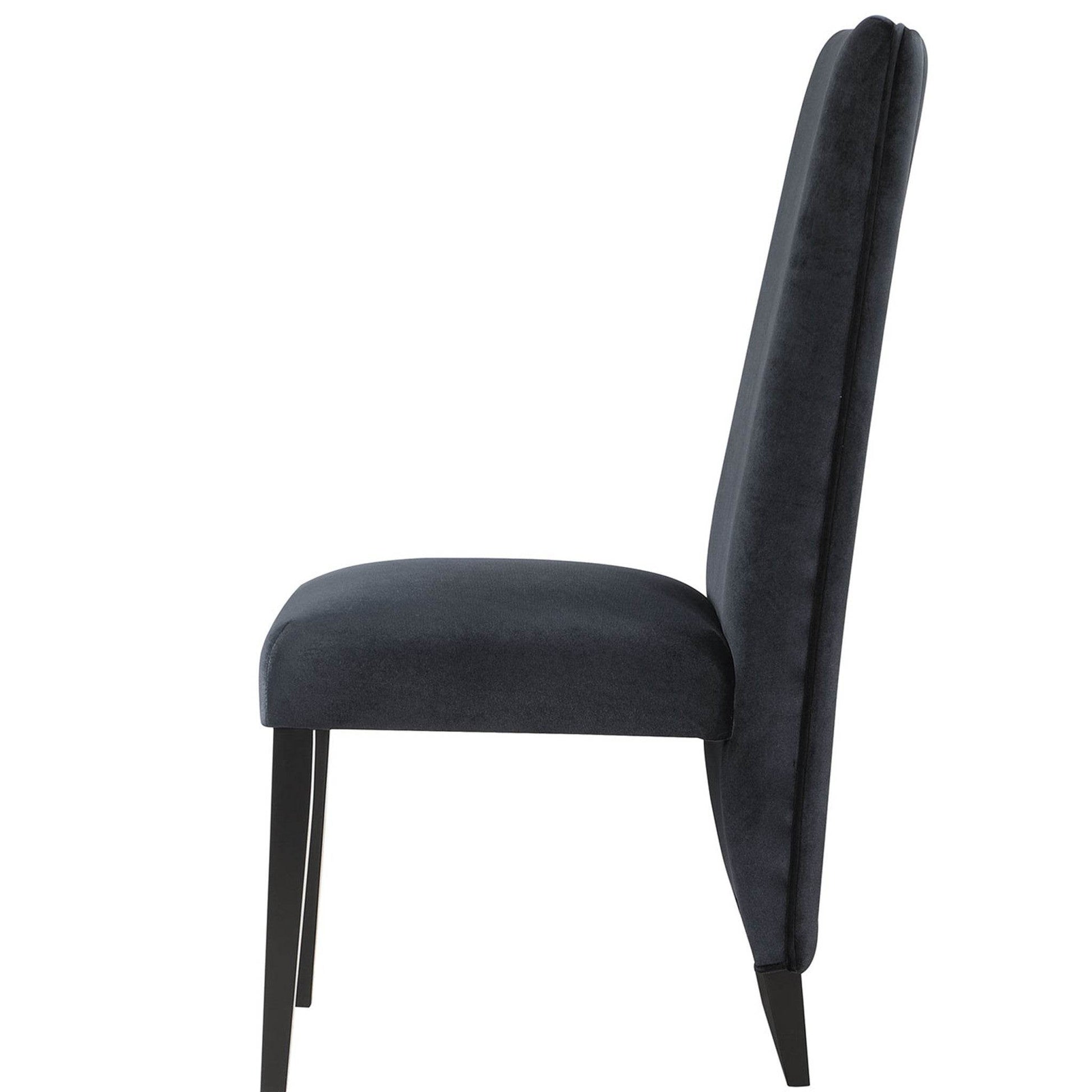 Set of Two Black Upholstered Velvet Dining Side Chairs - Loft&Timber